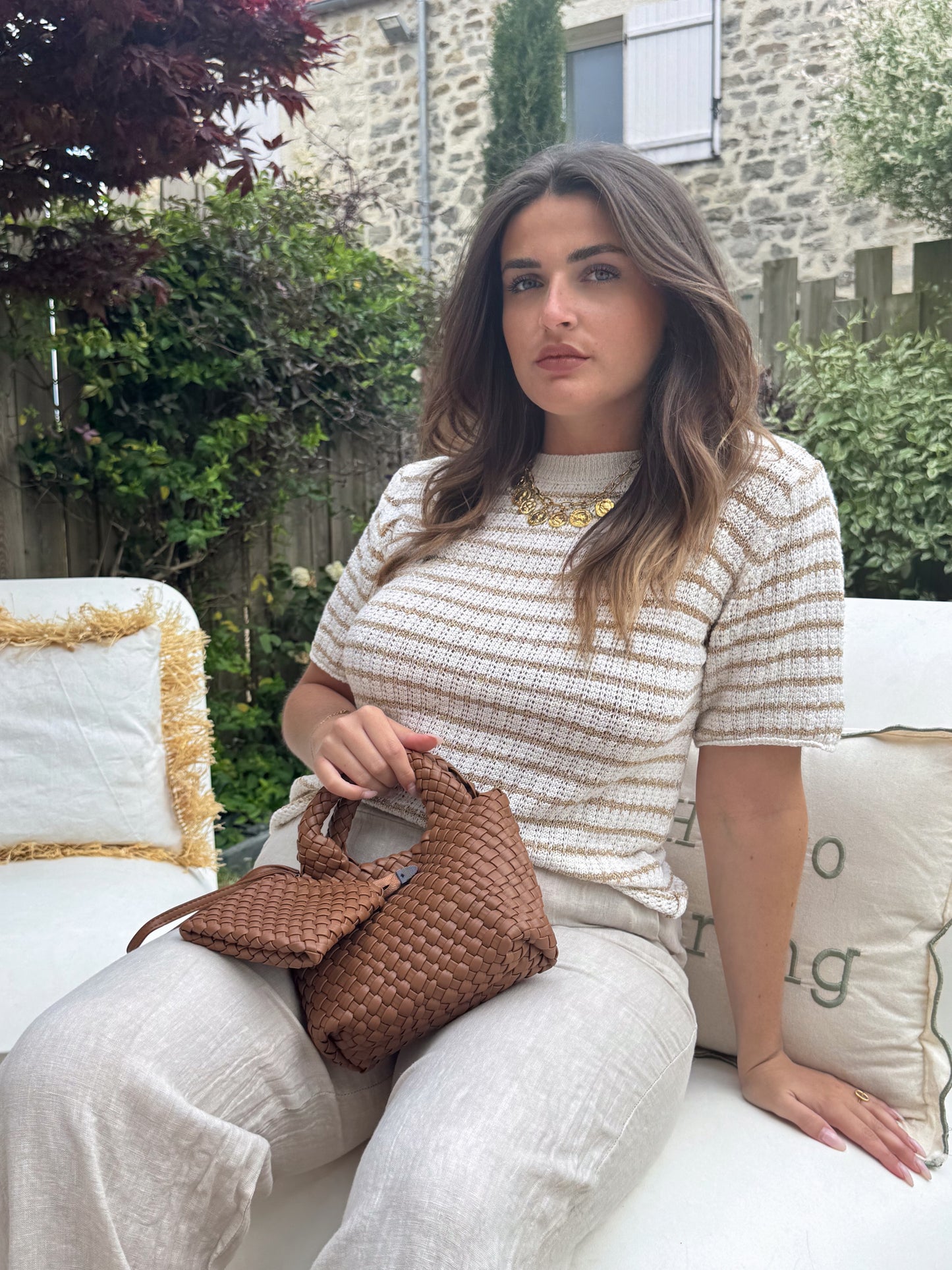 Pull manche courte Suzane or