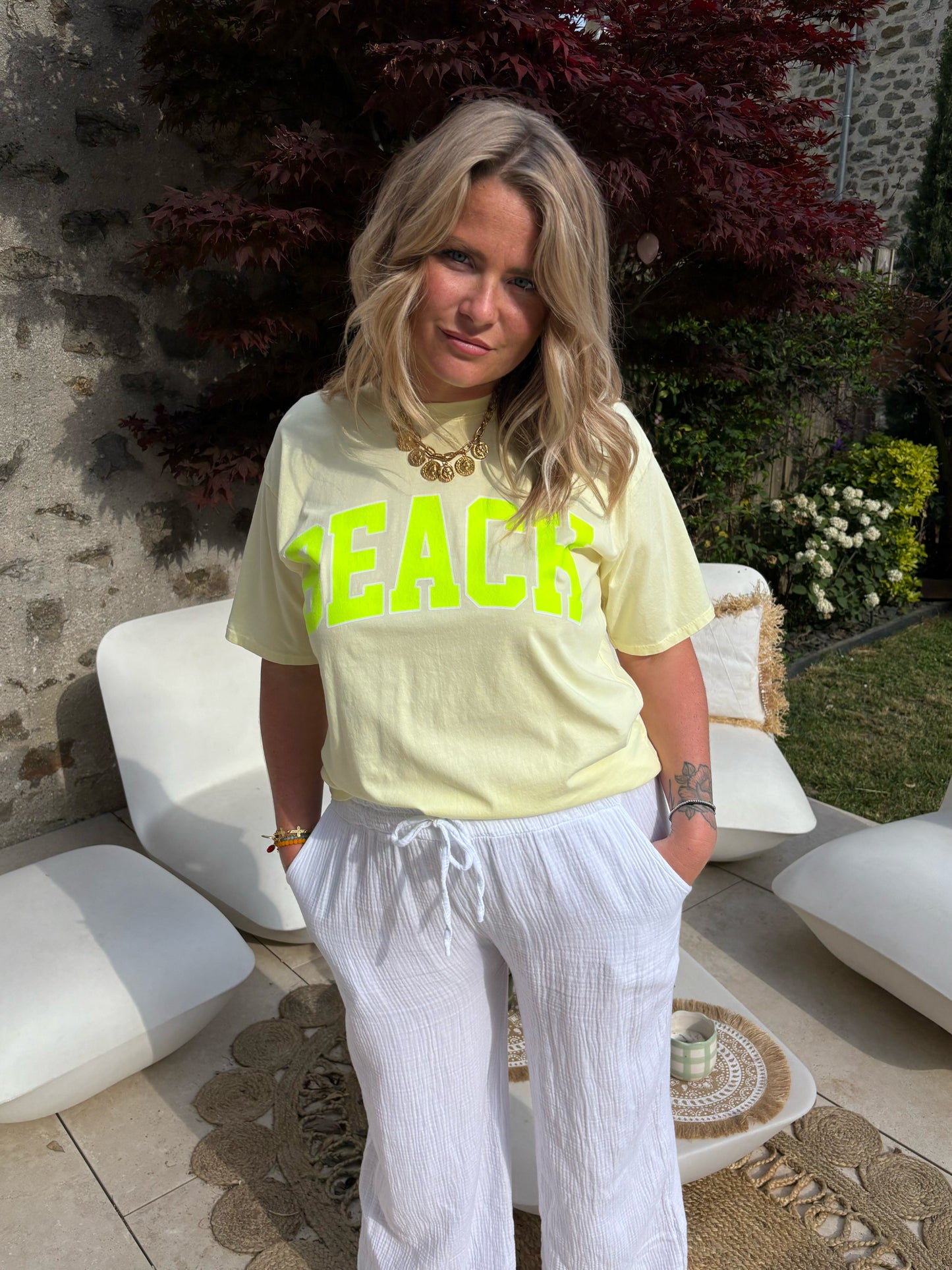 T-shirt Beach jaune