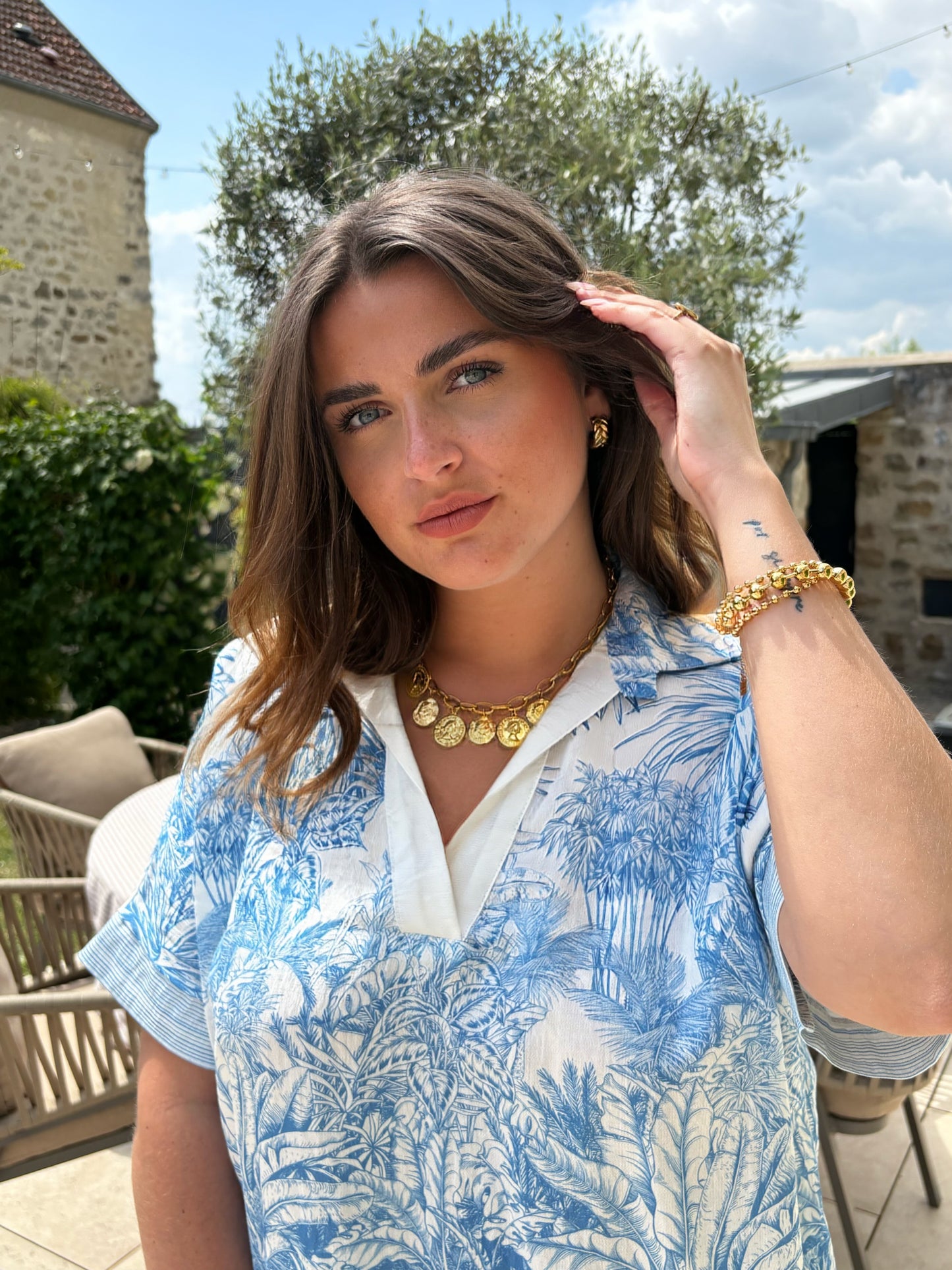 Chemisier toile de jouy bleu JOUY