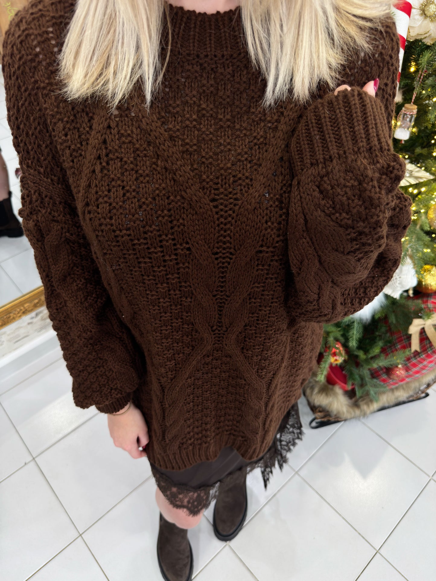 Pull Torsade chocolat