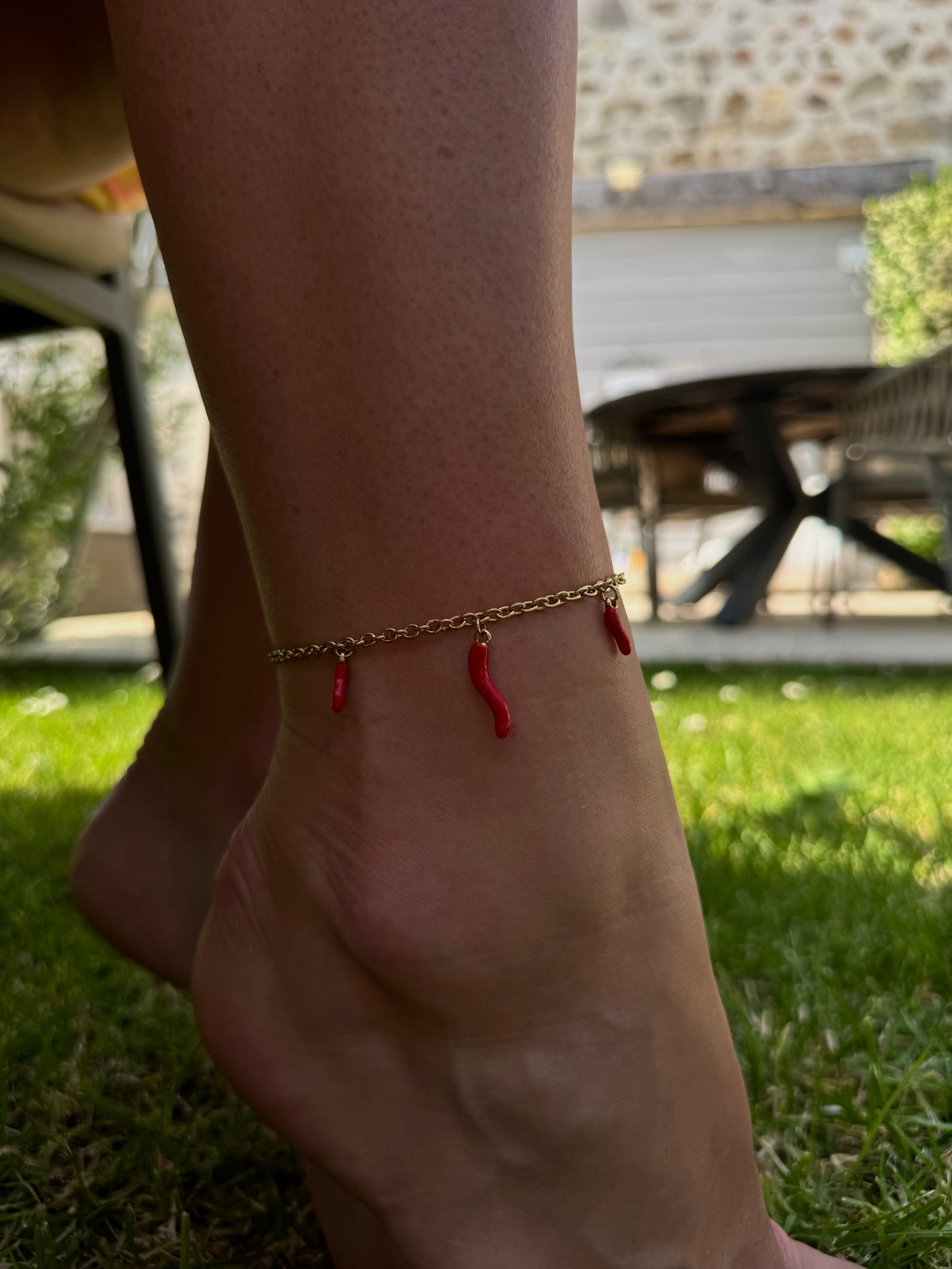 Chaine de cheville Piment or