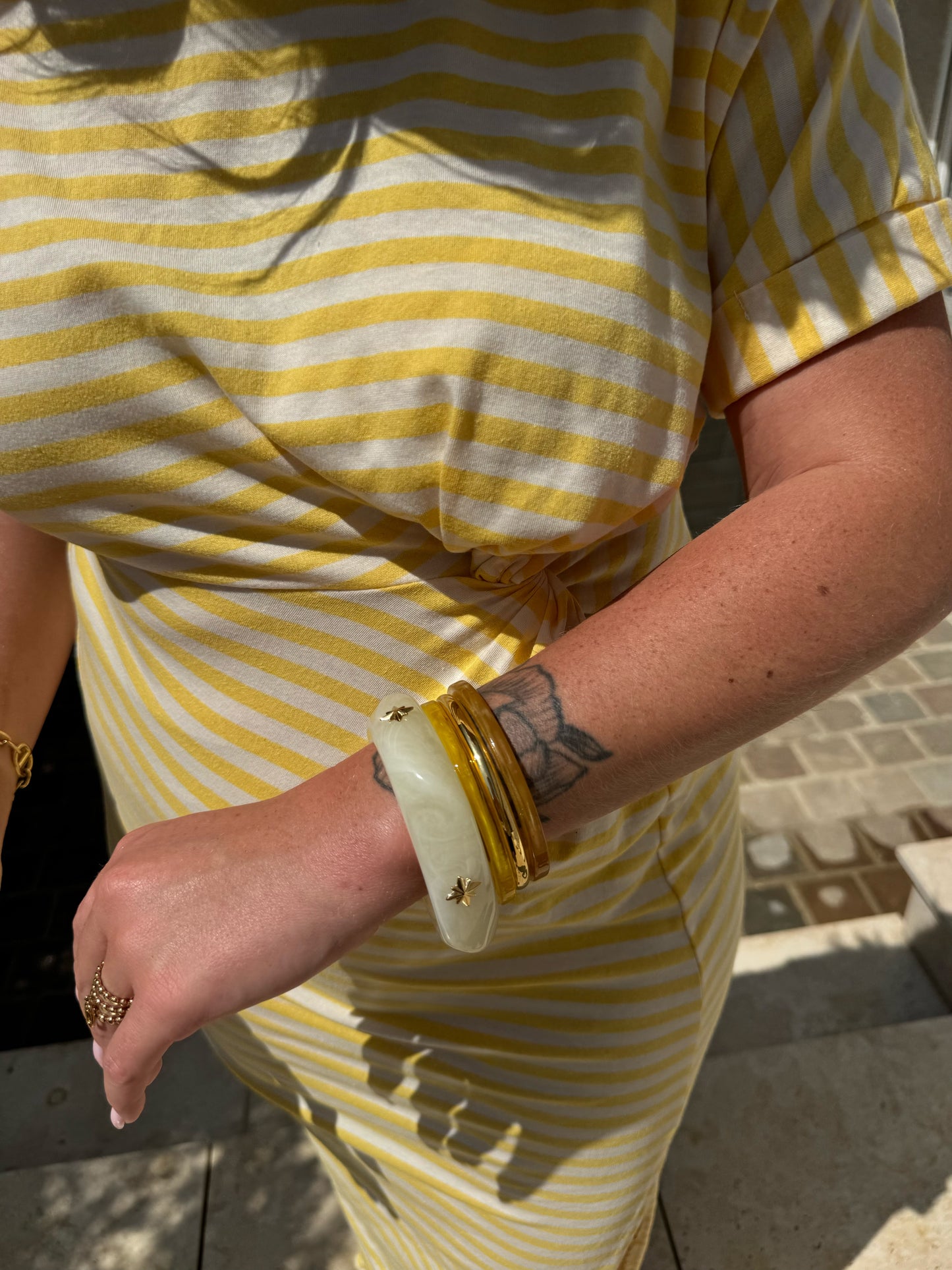 Assortiment Joncs ivoire beige & or