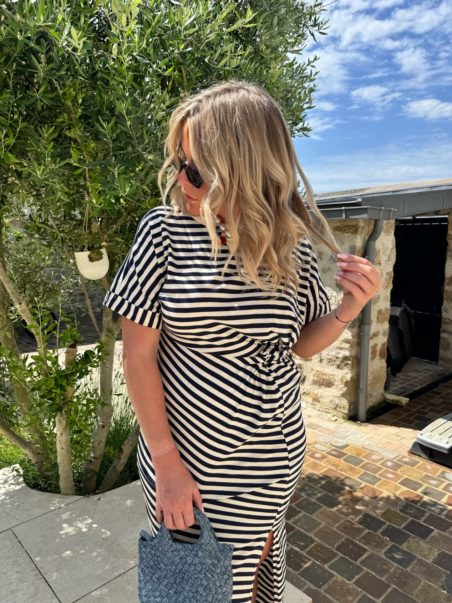 Robe Cabourg rayé bleu marine