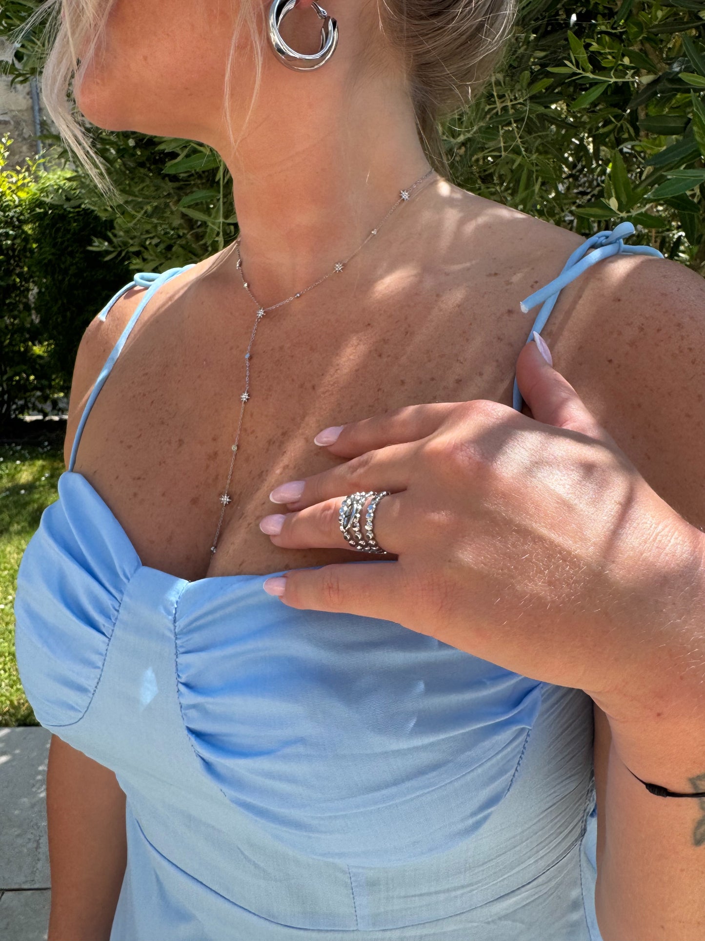 Collier Strass fin argent