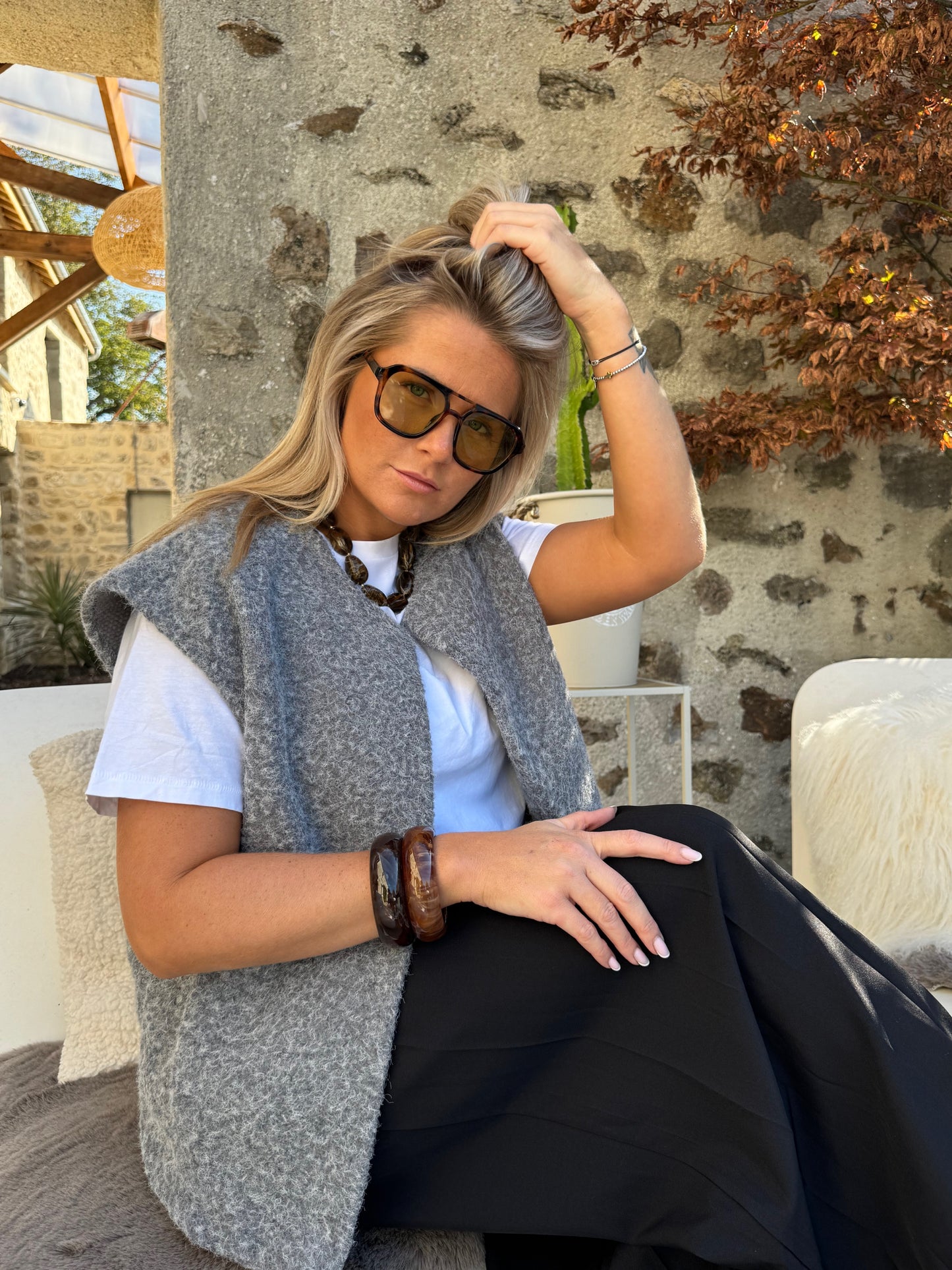 Collier Olivia marron