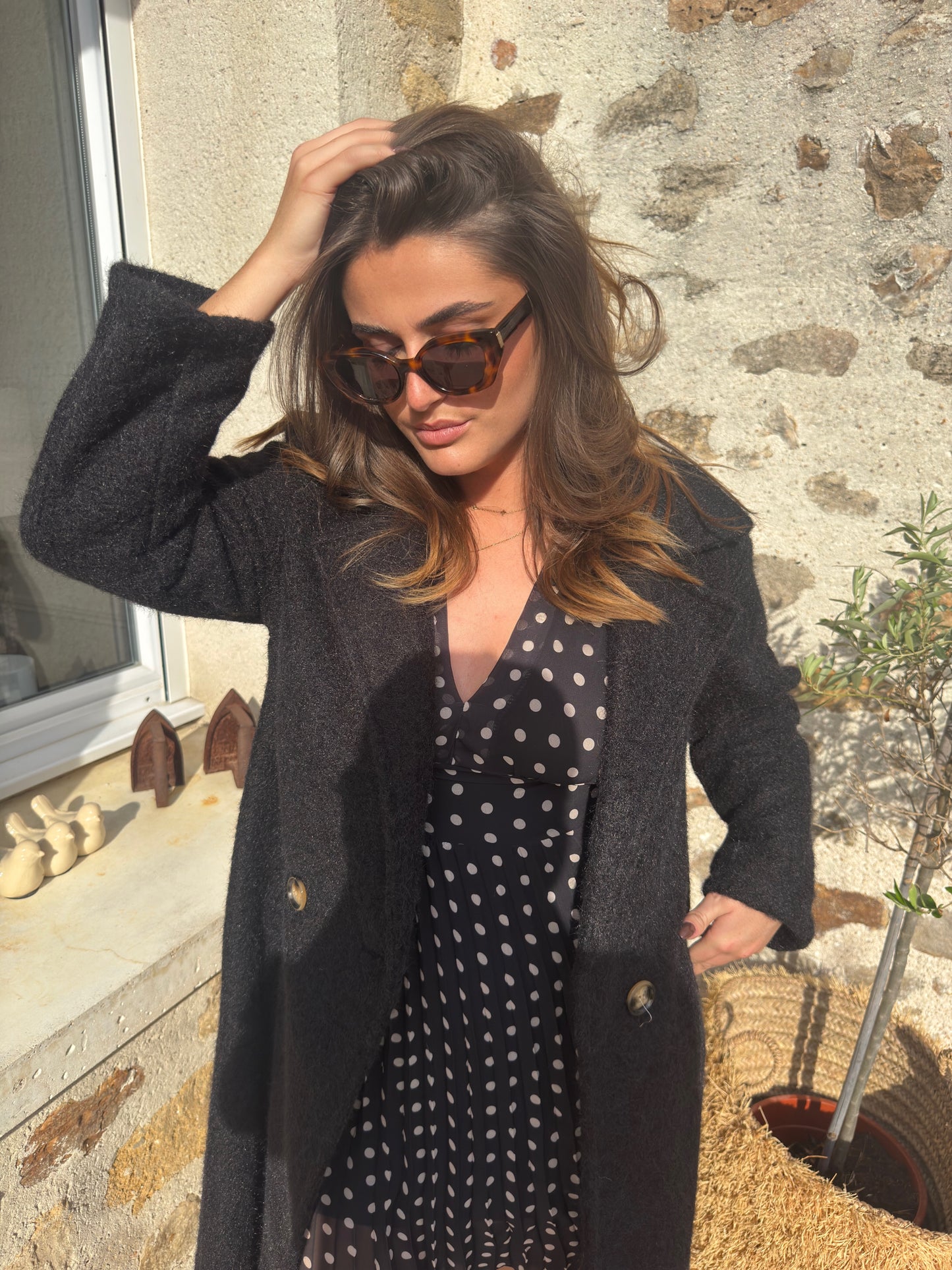 Robe à pois « Diane » noir