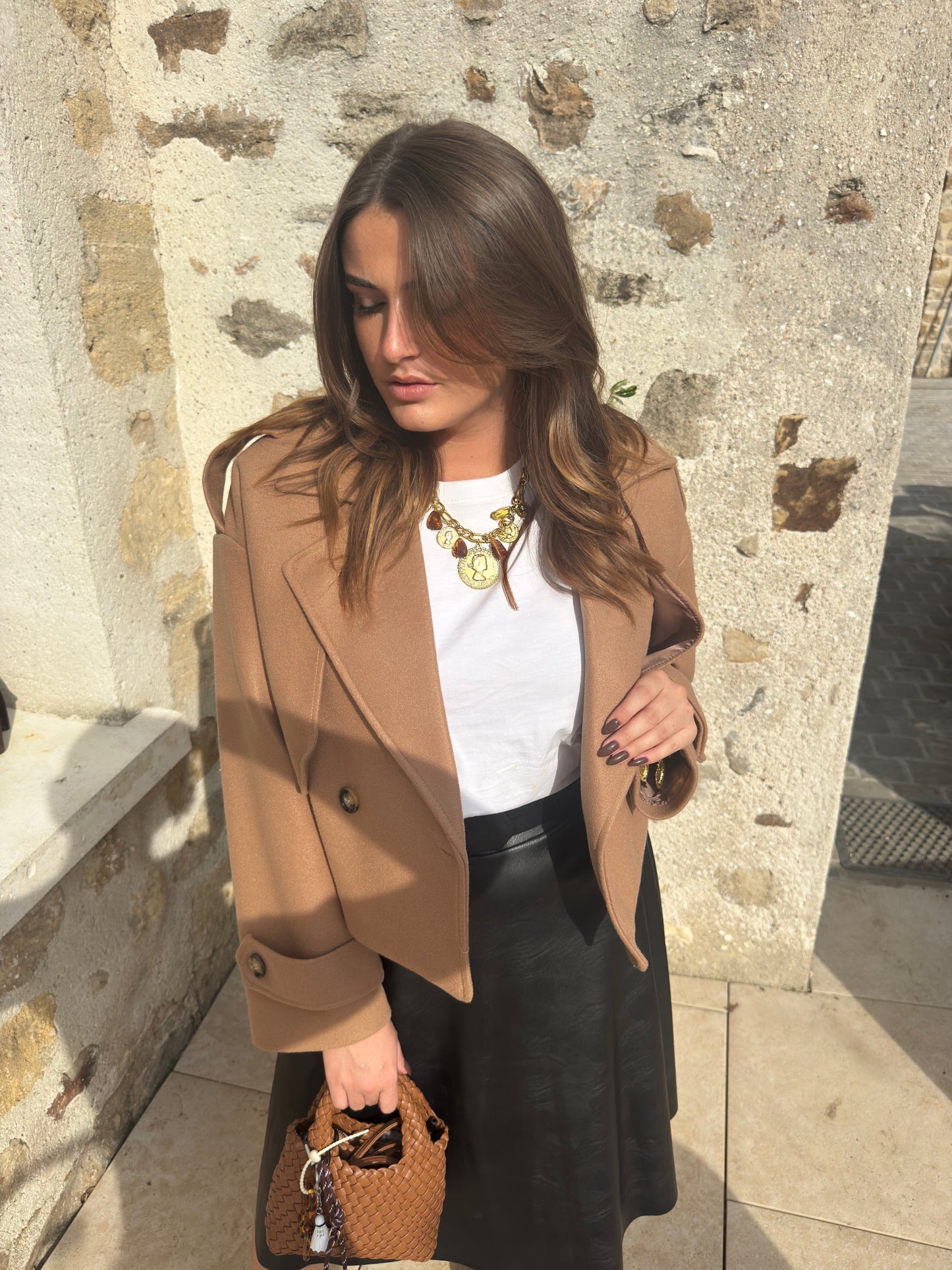 Veste courte camel "Solange"