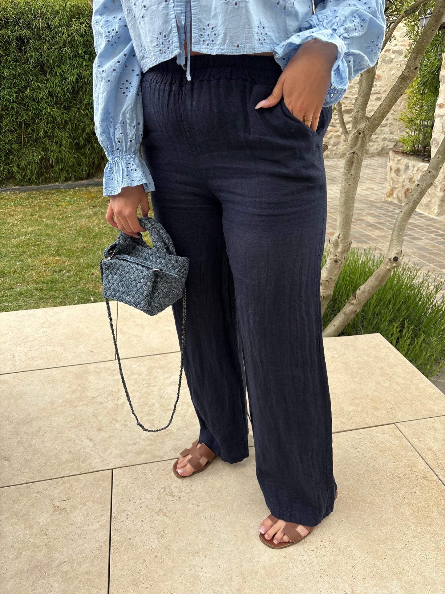 Pantalon lin Lino bleu marine