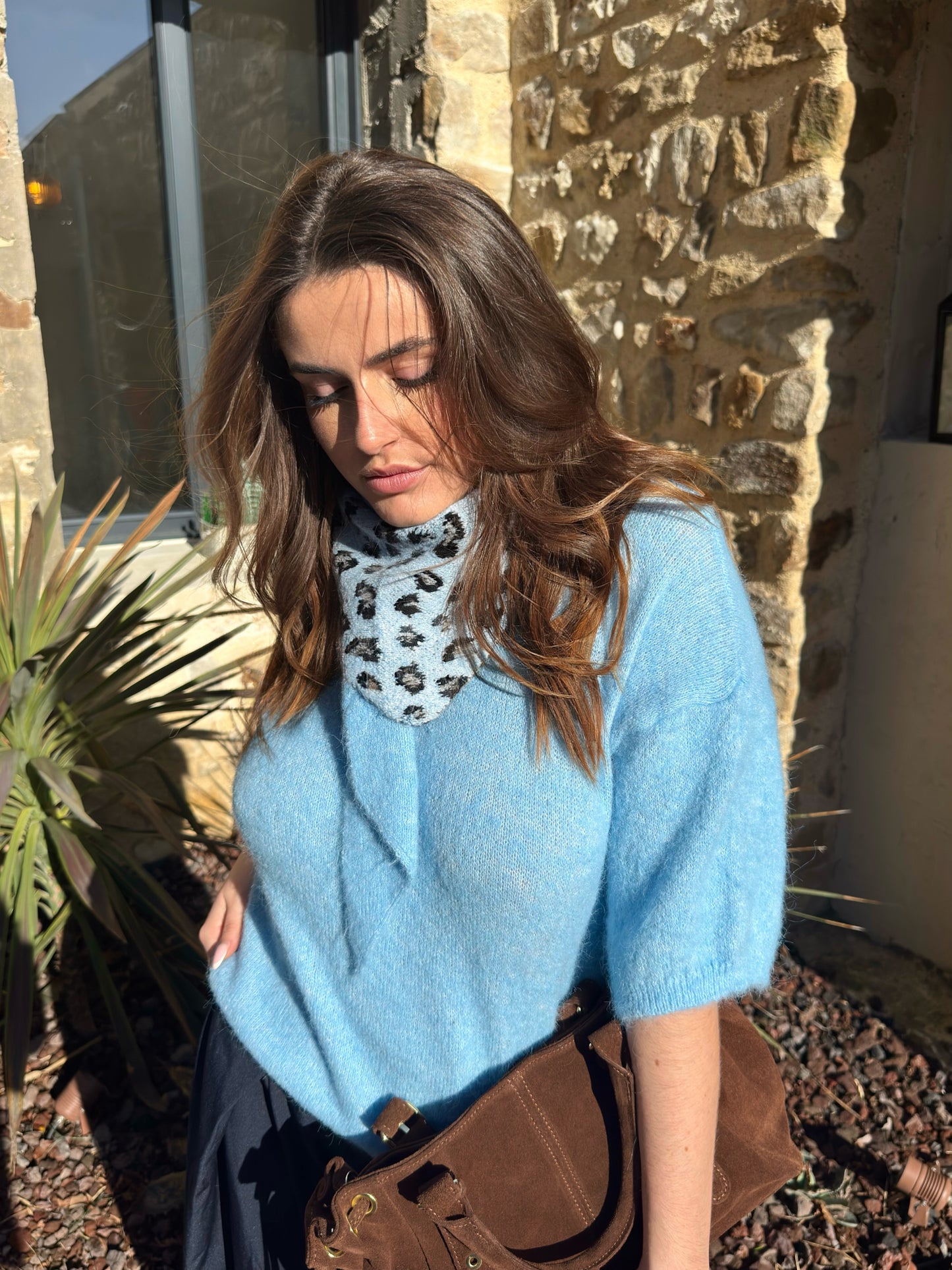 Echarpe "triangle " - Léopard bleu