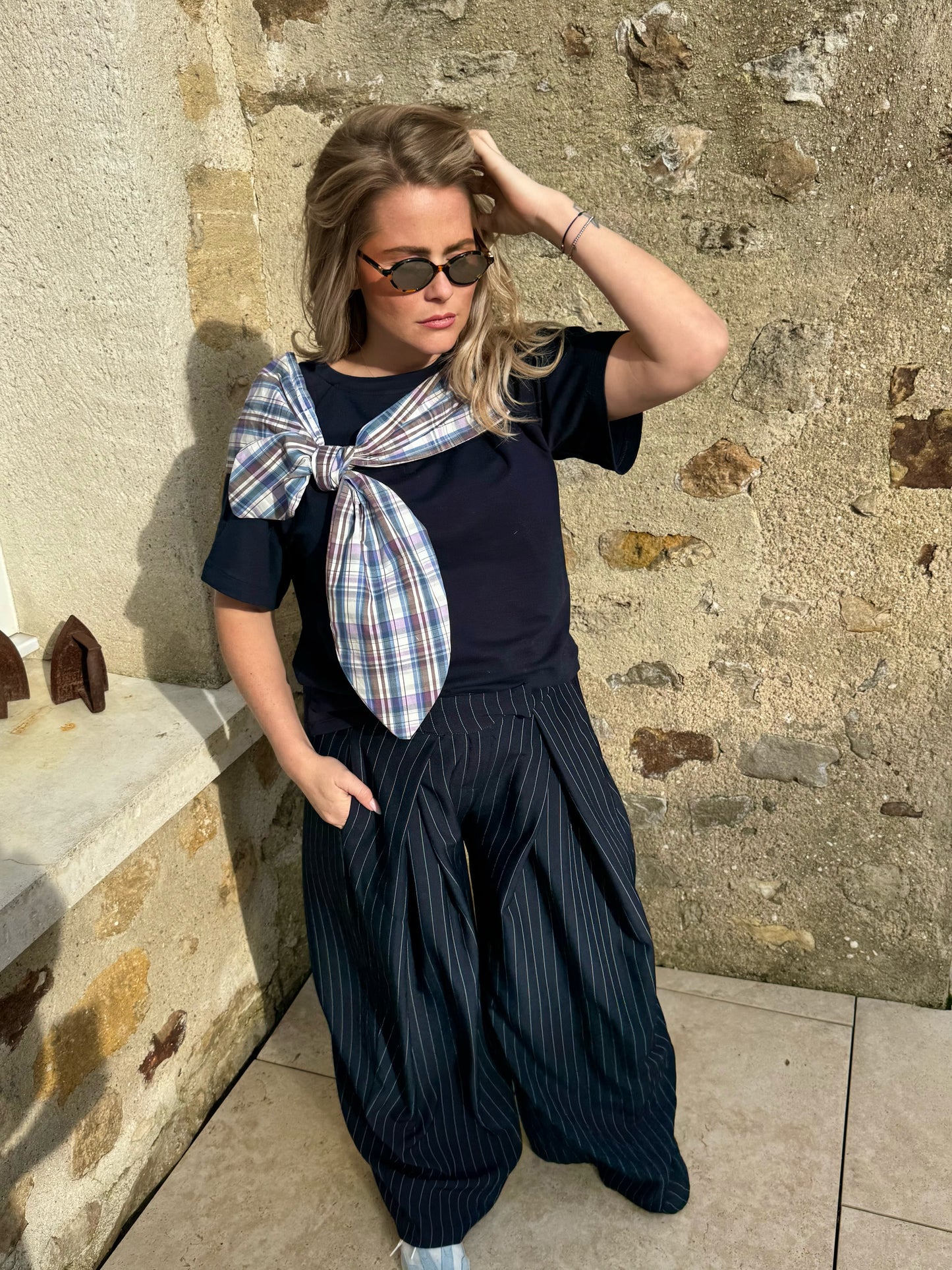 Pantalon "Fabien " - Rayé marine