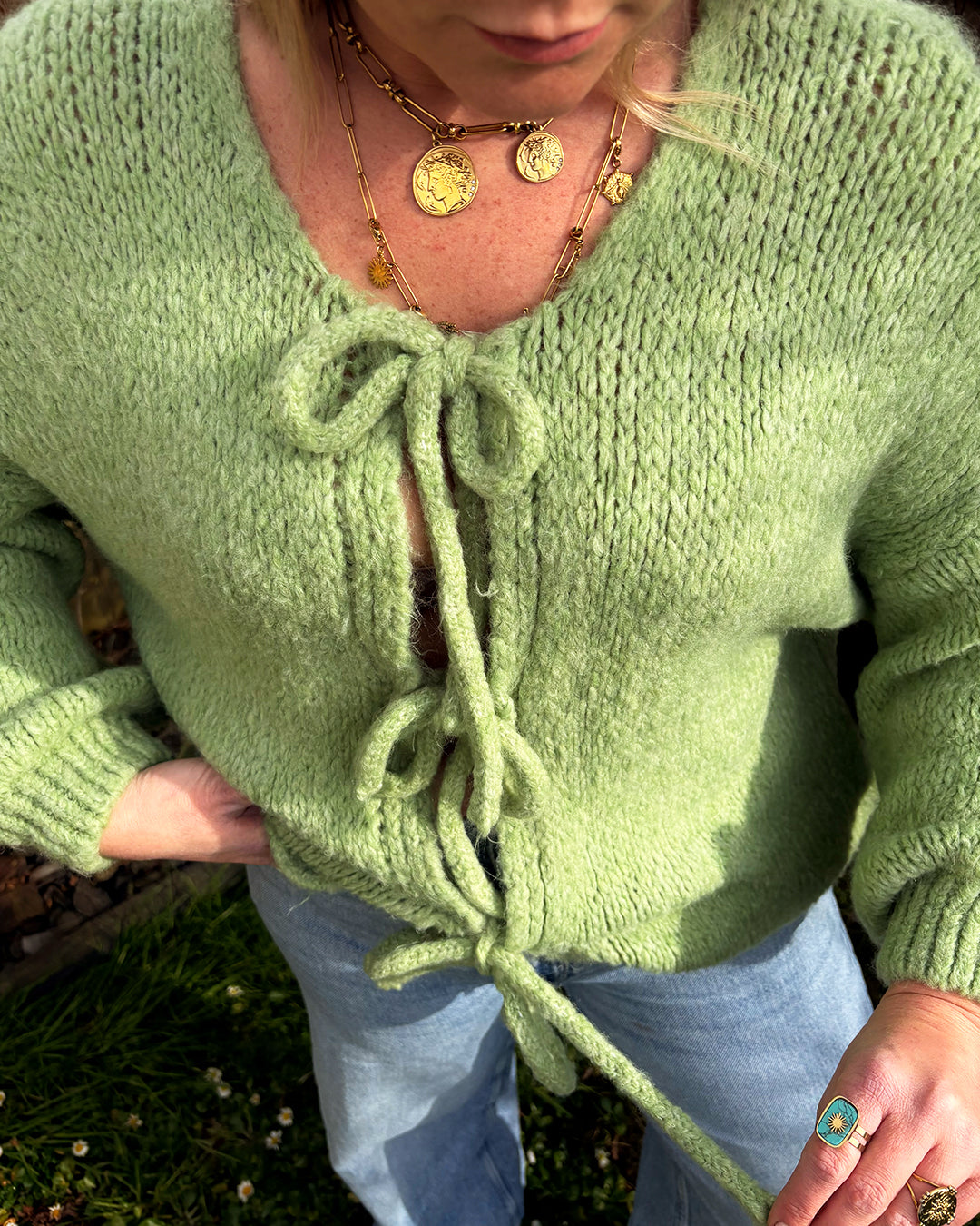 Pull/Gilet "Lucie" vert