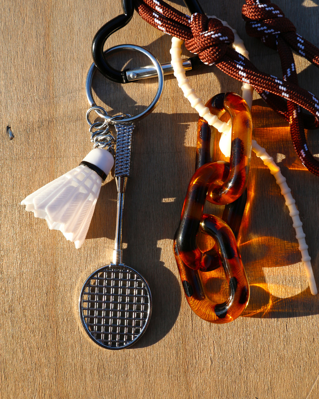 Porte-clés "Badminton" marron