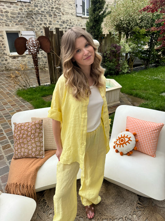 Pantalon lin Lino Jaune