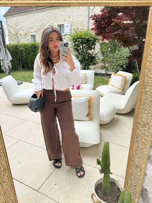 Pantalon lin Lino marron