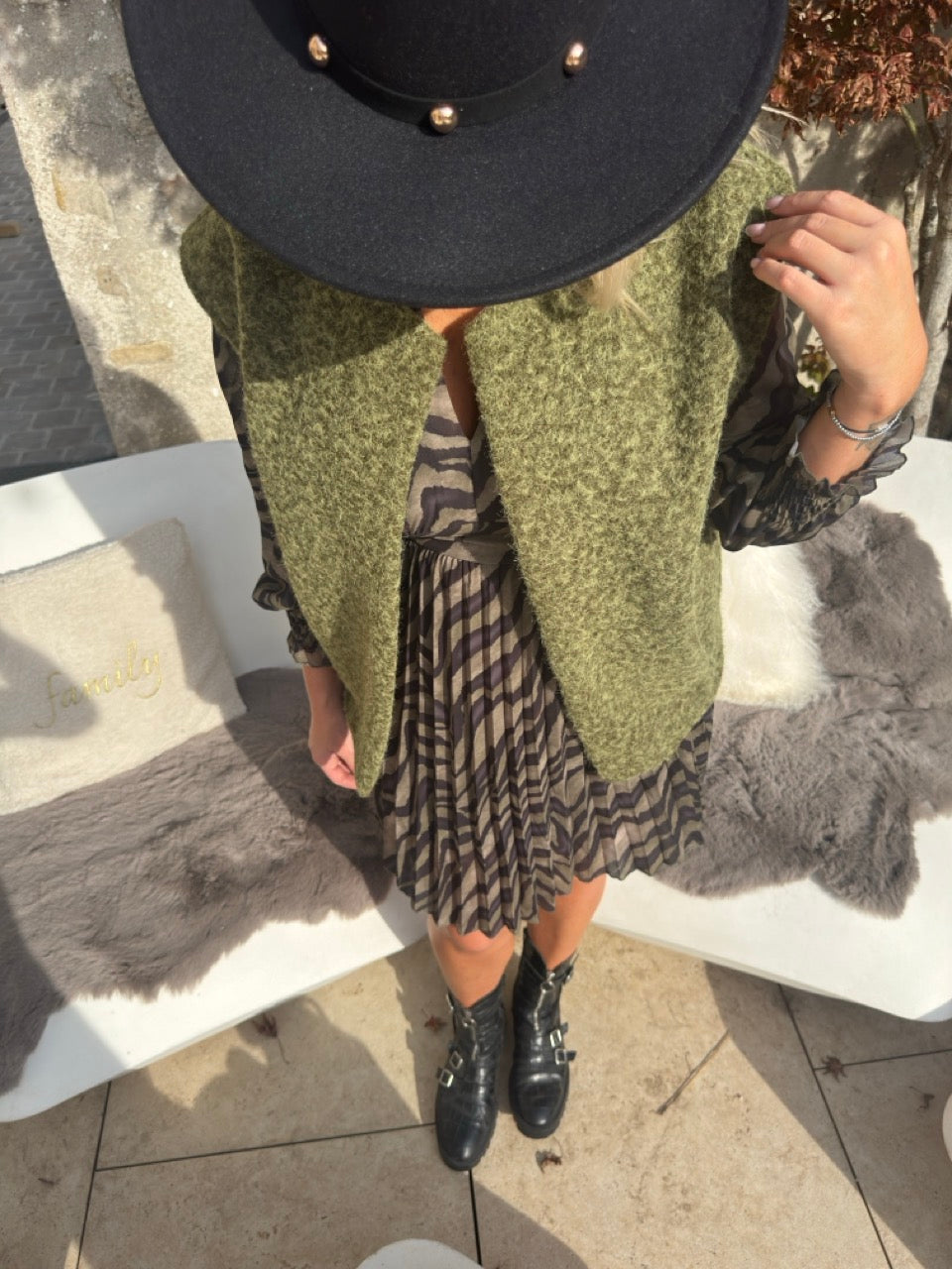 Robe zébré kaki « Diane »