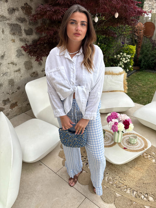 Pantalon Le Vichy bleu