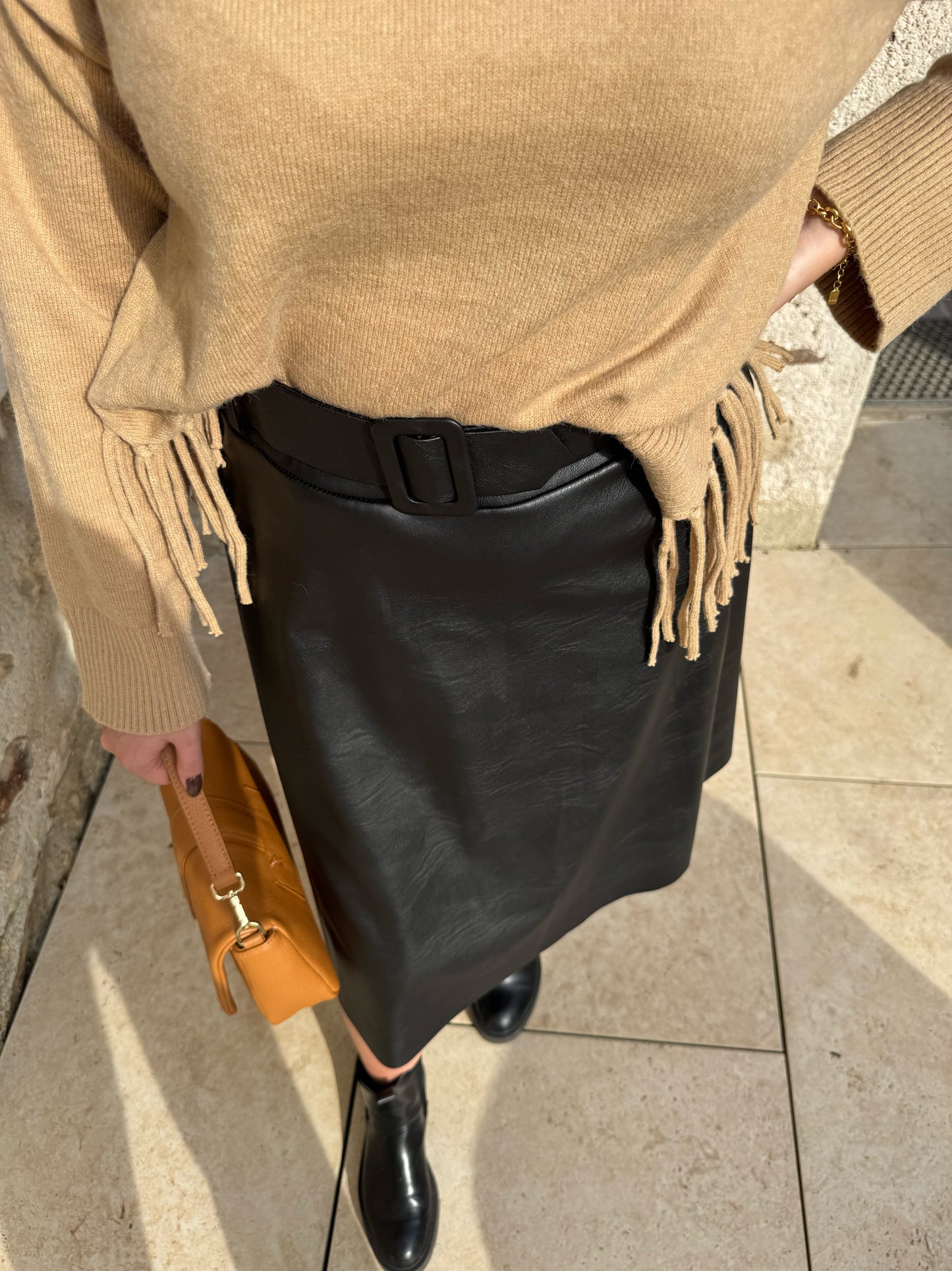 Pull à franges « Bill » camel