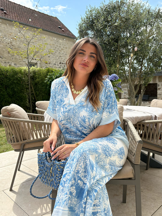 Pantalon toile de jouy bleu JOUY