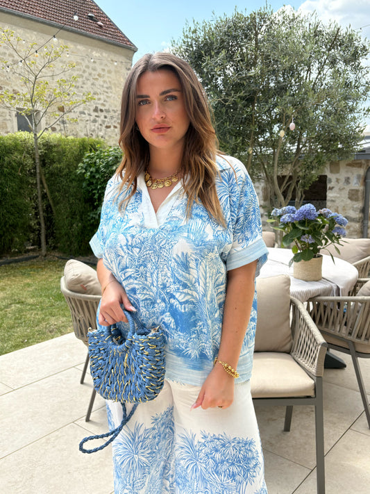 Chemisier toile de jouy bleu JOUY