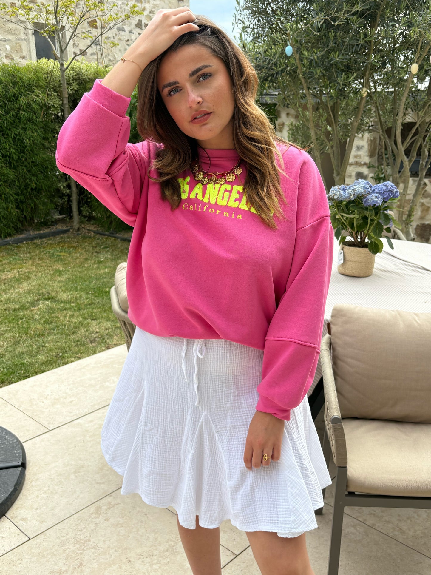 Jupe gaze de coton Cassy blanche