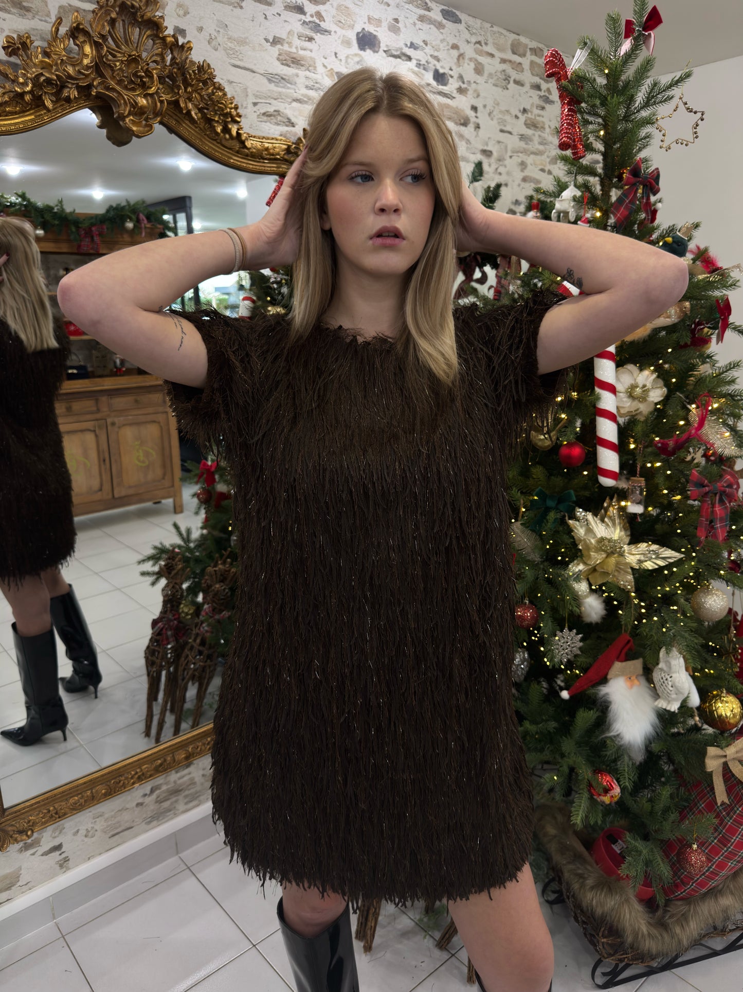 Robe à frange - chocolat