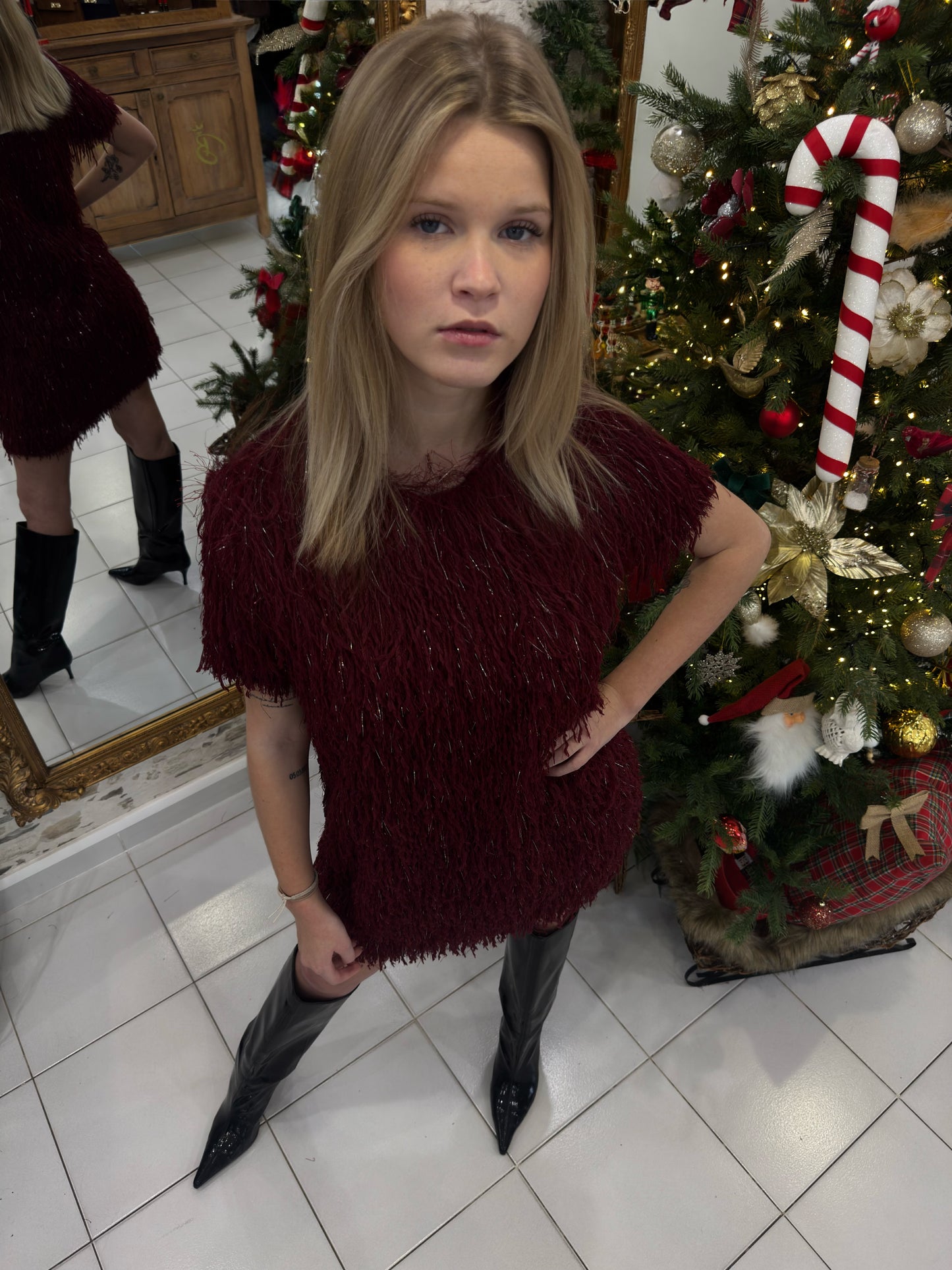 Robe à frange - Bordeau