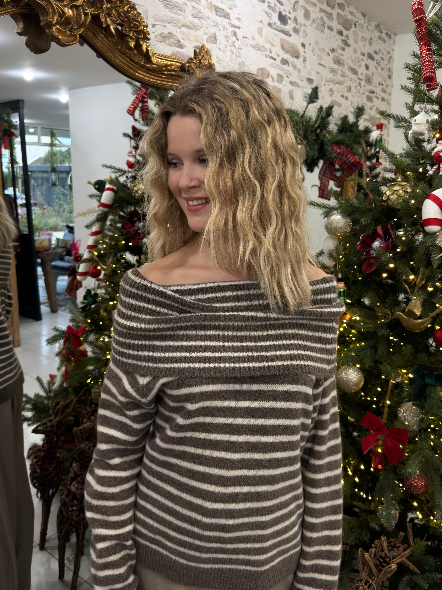 Pull "Bardot" - Taupe