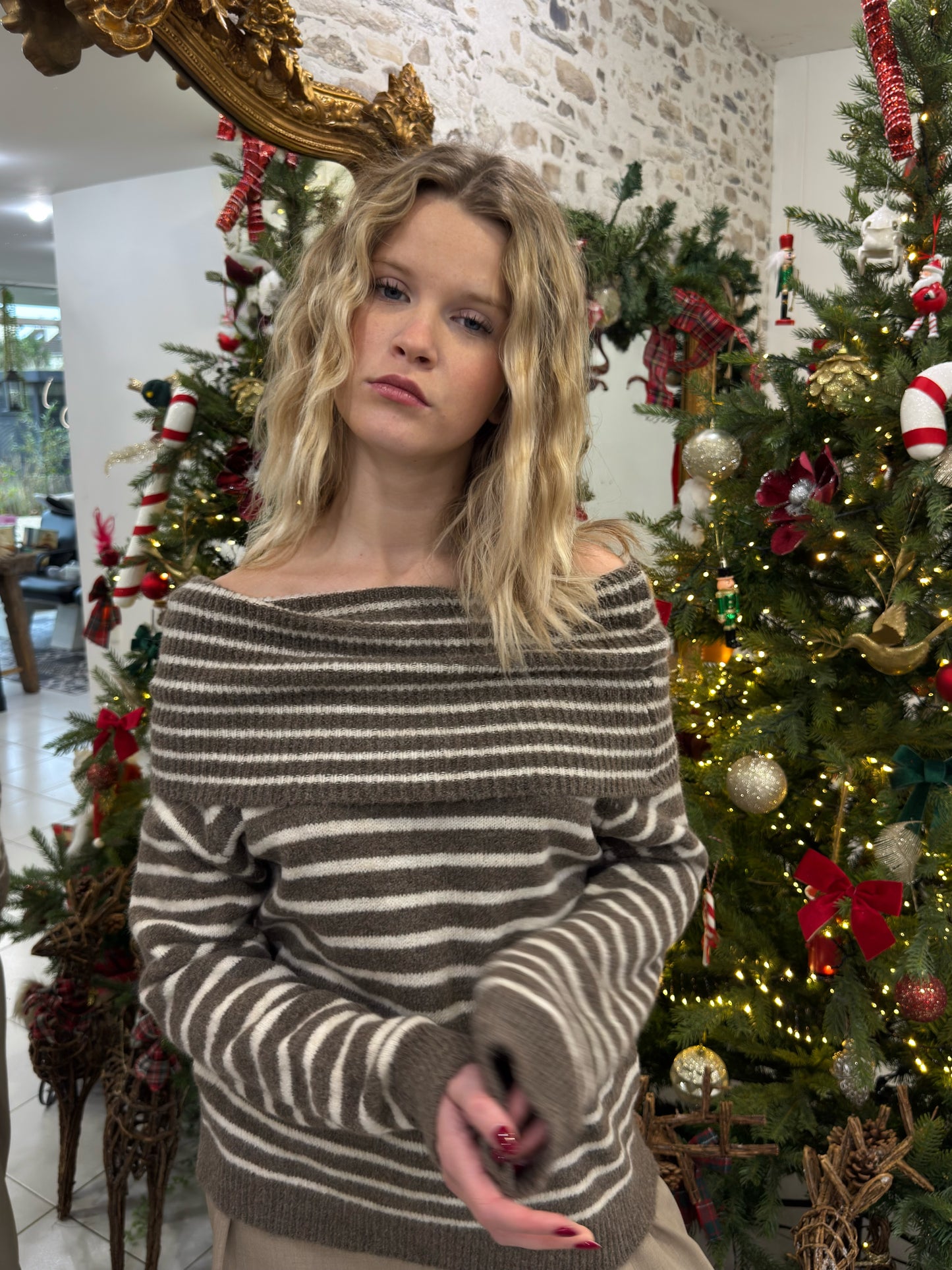 Pull "Bardot" - Taupe