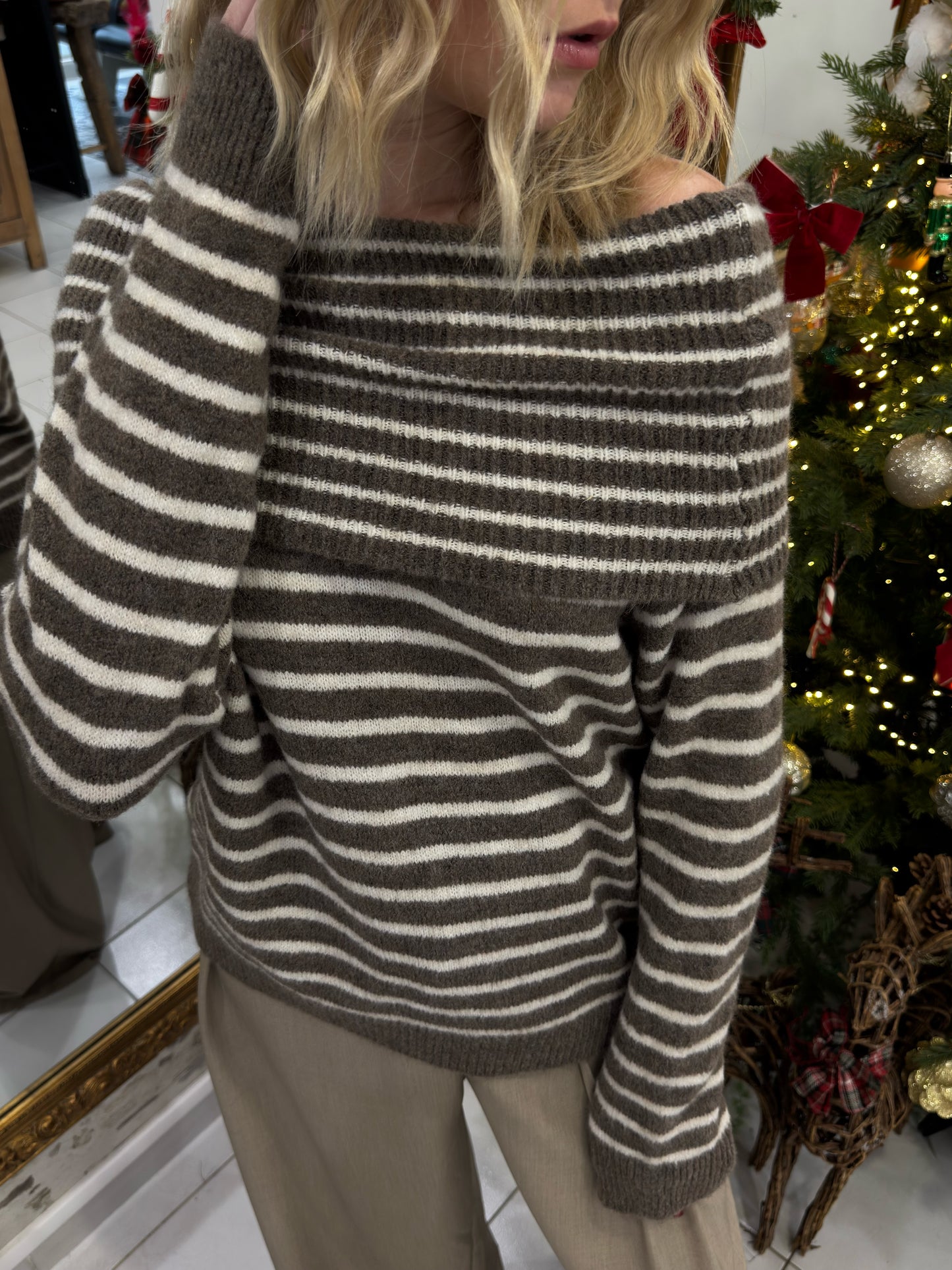 Pull "Bardot" - Taupe