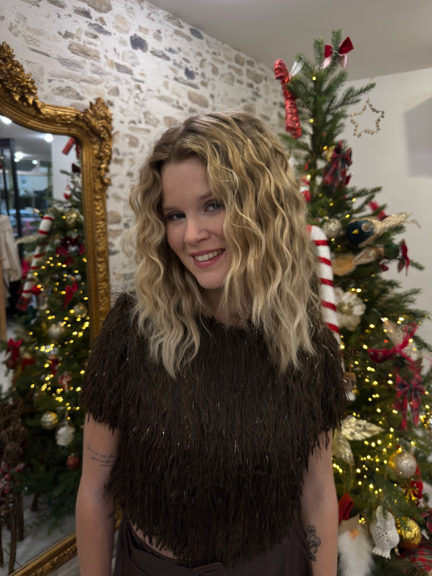 Haut à frange - chocolat