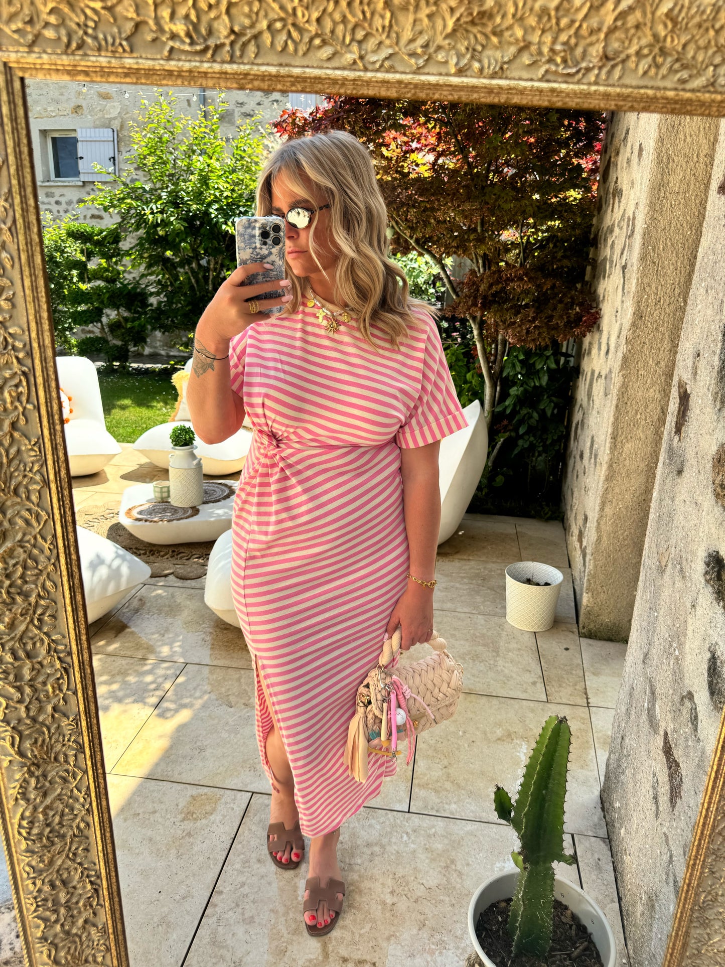 Robe Cabourg rayé rose