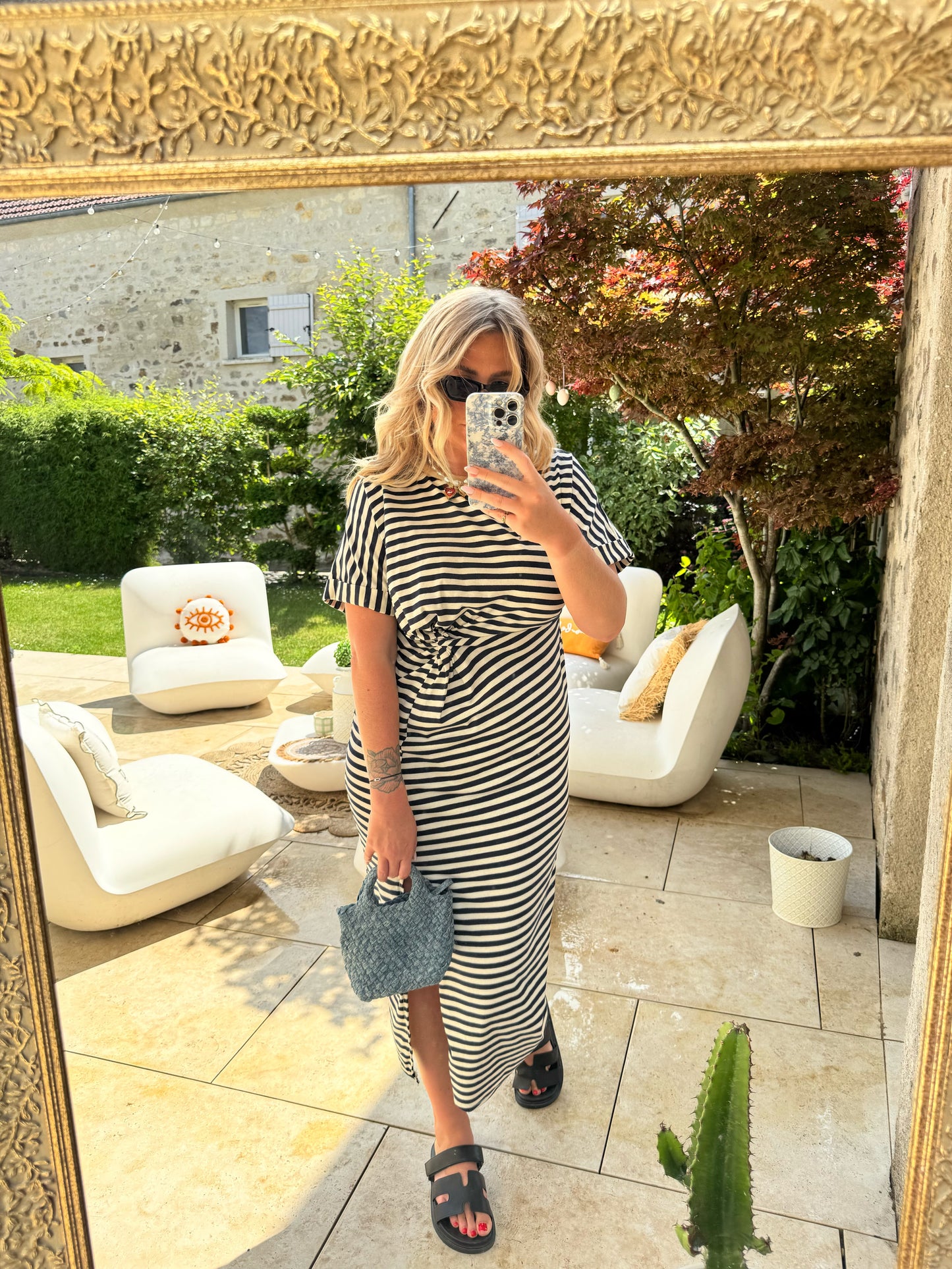 Robe Cabourg rayé bleu marine