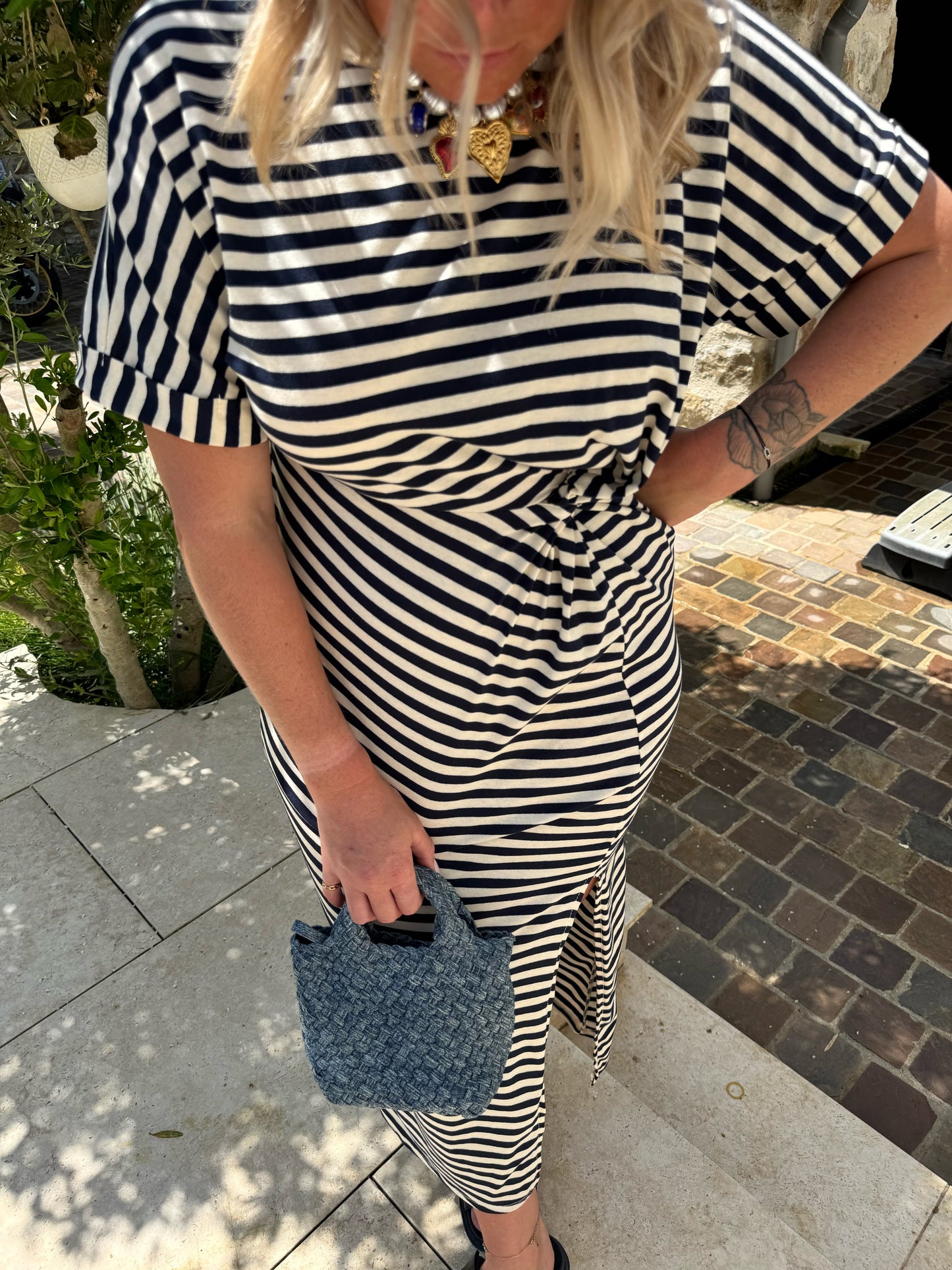 Robe Cabourg rayé bleu marine