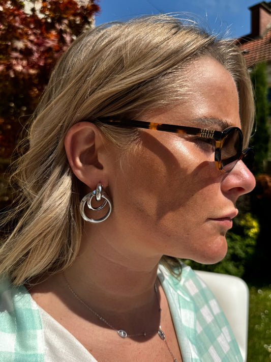 Boucles d'oreilles triples anneaux argent