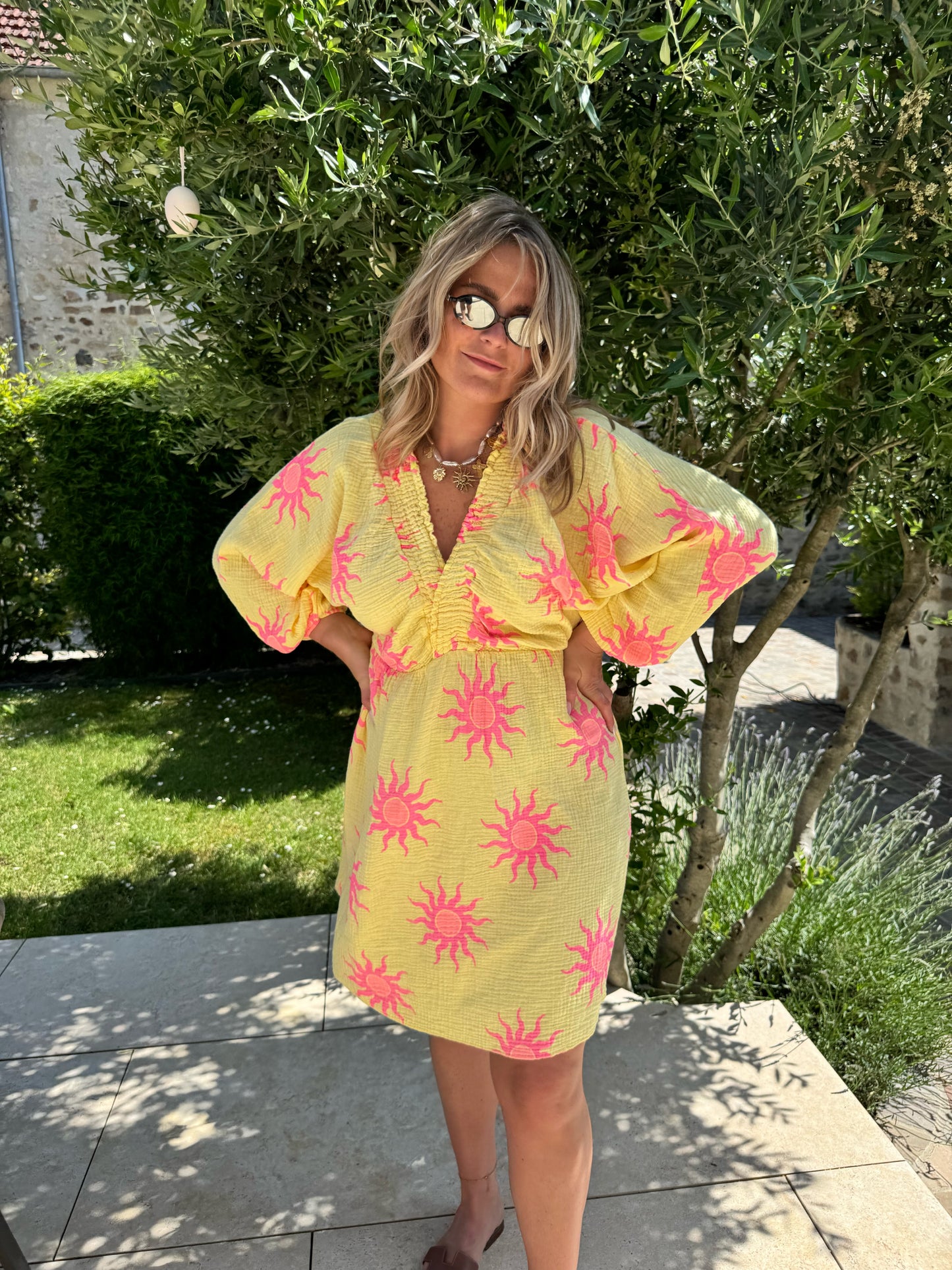 Robe courte Soleil Ibiza jaune