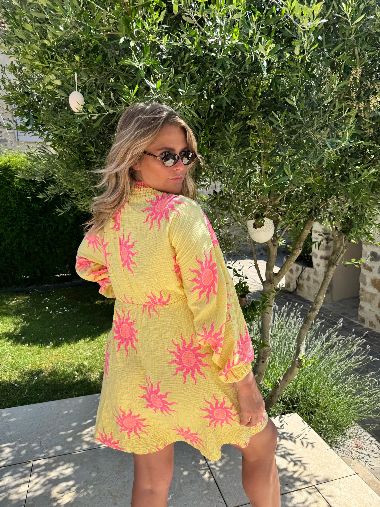 Robe courte Soleil Ibiza jaune