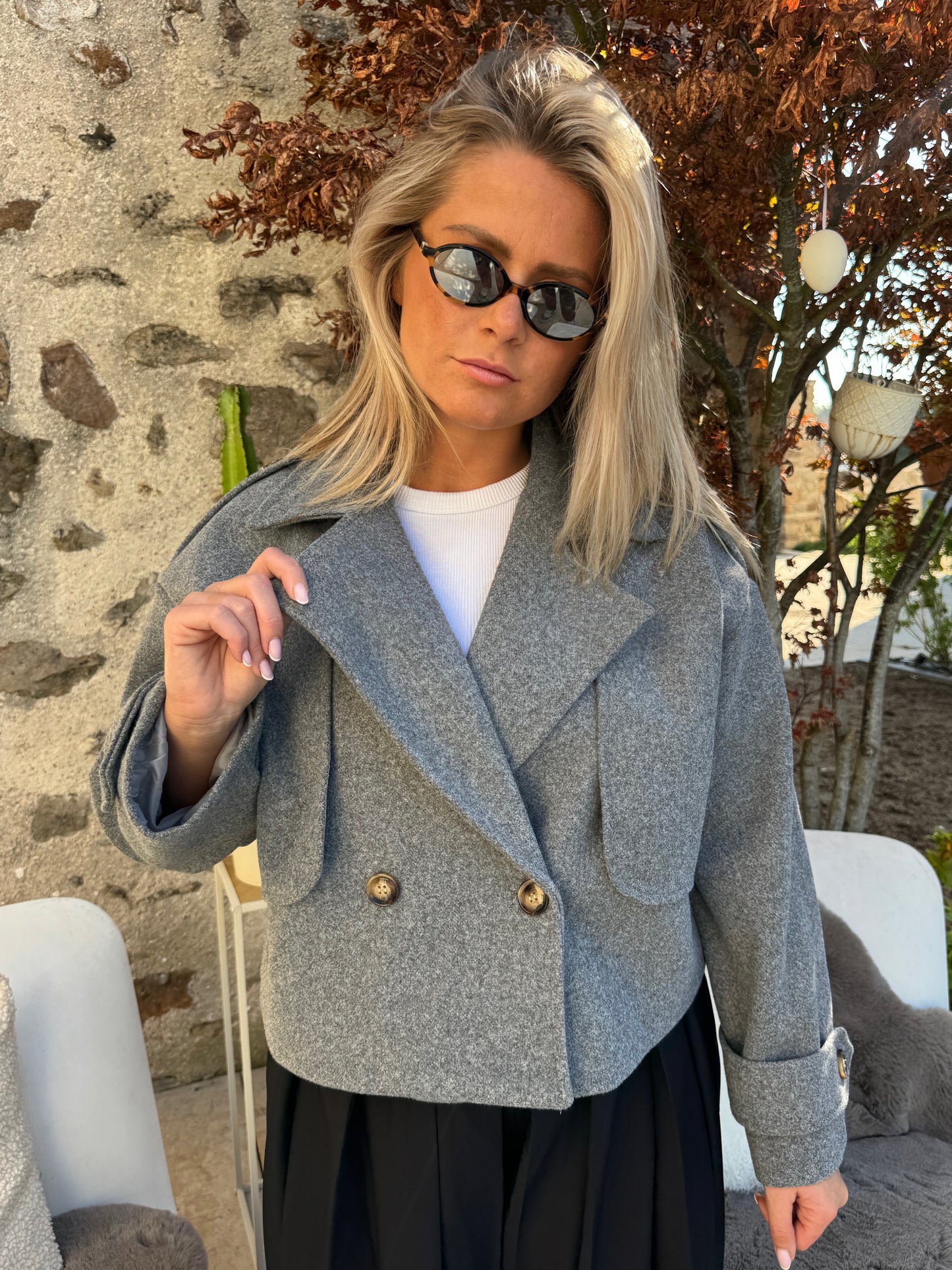 Veste courte grise "Solange"