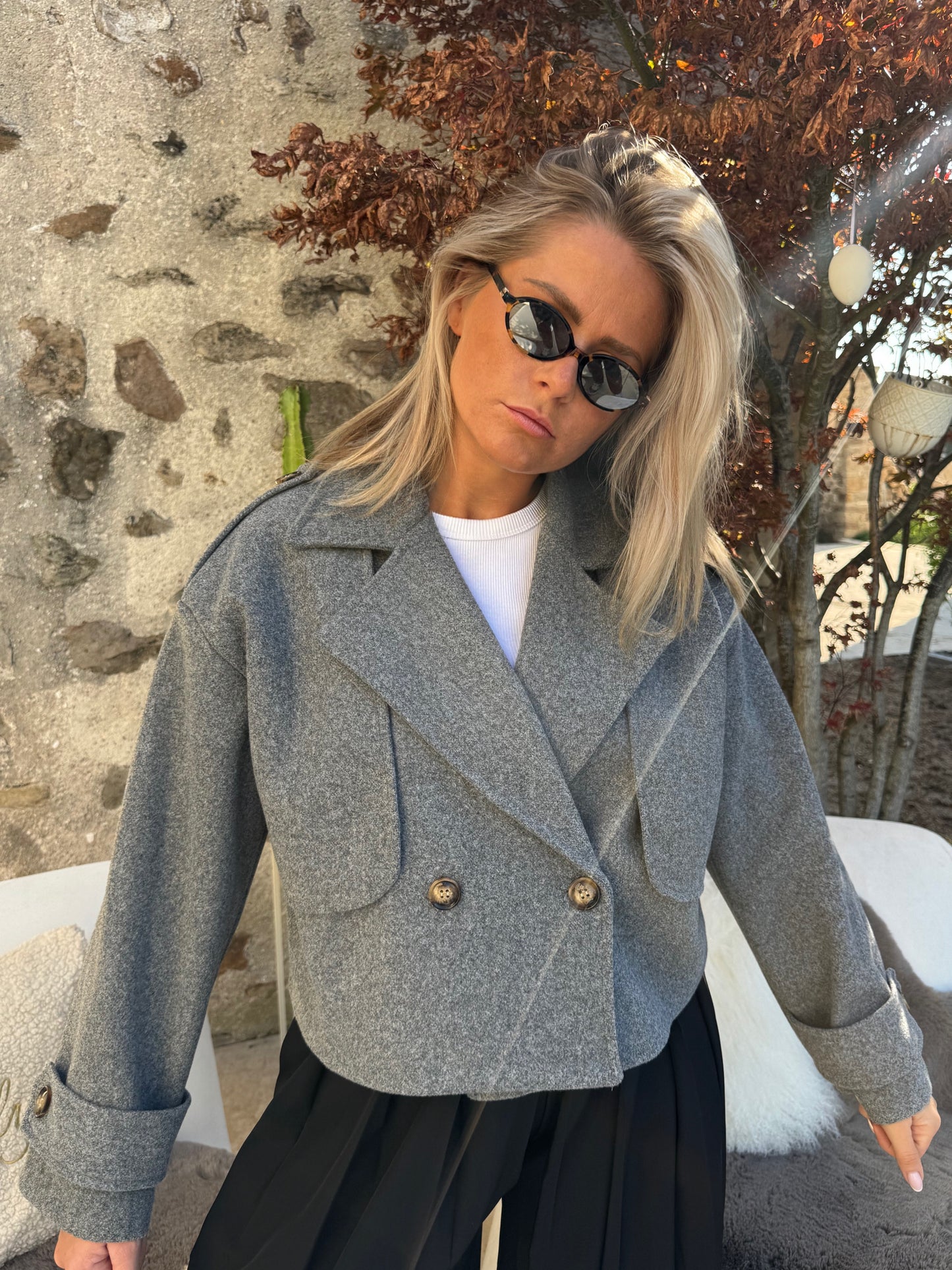 Veste courte grise "Solange"