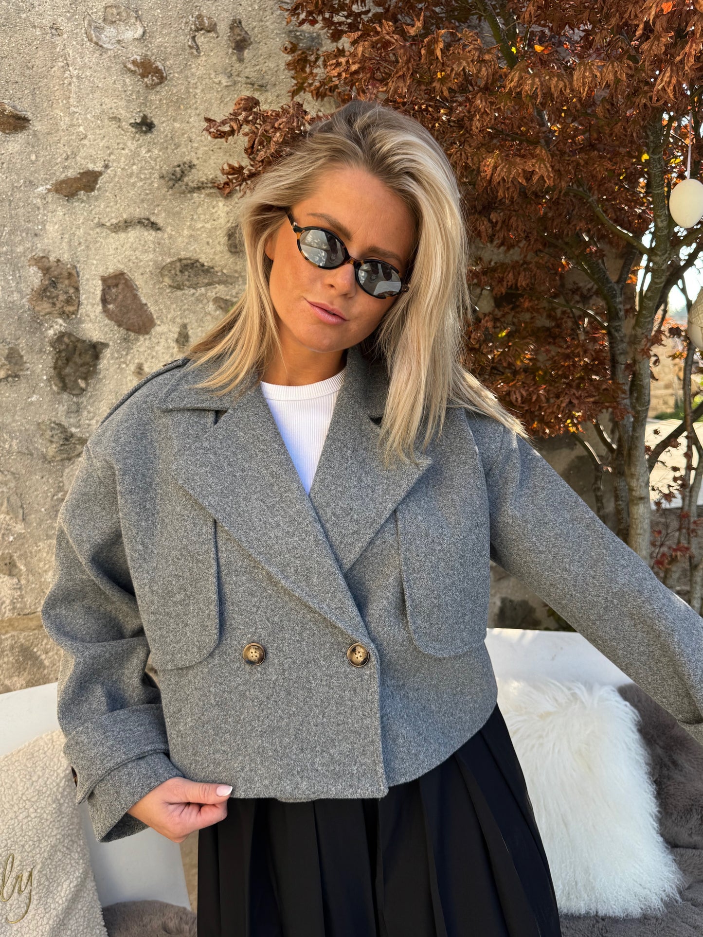 Veste courte grise "Solange"