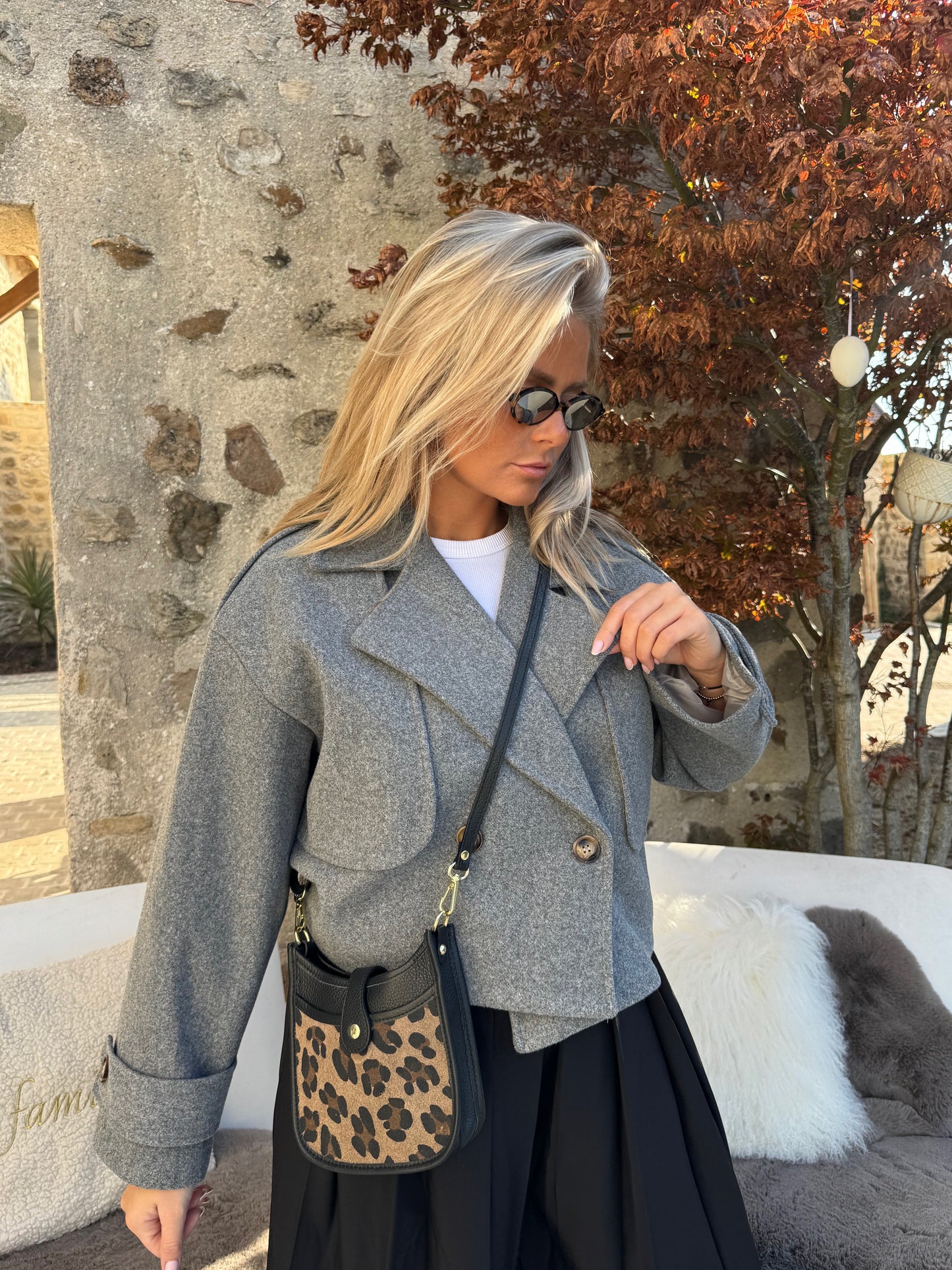 Veste courte grise "Solange"