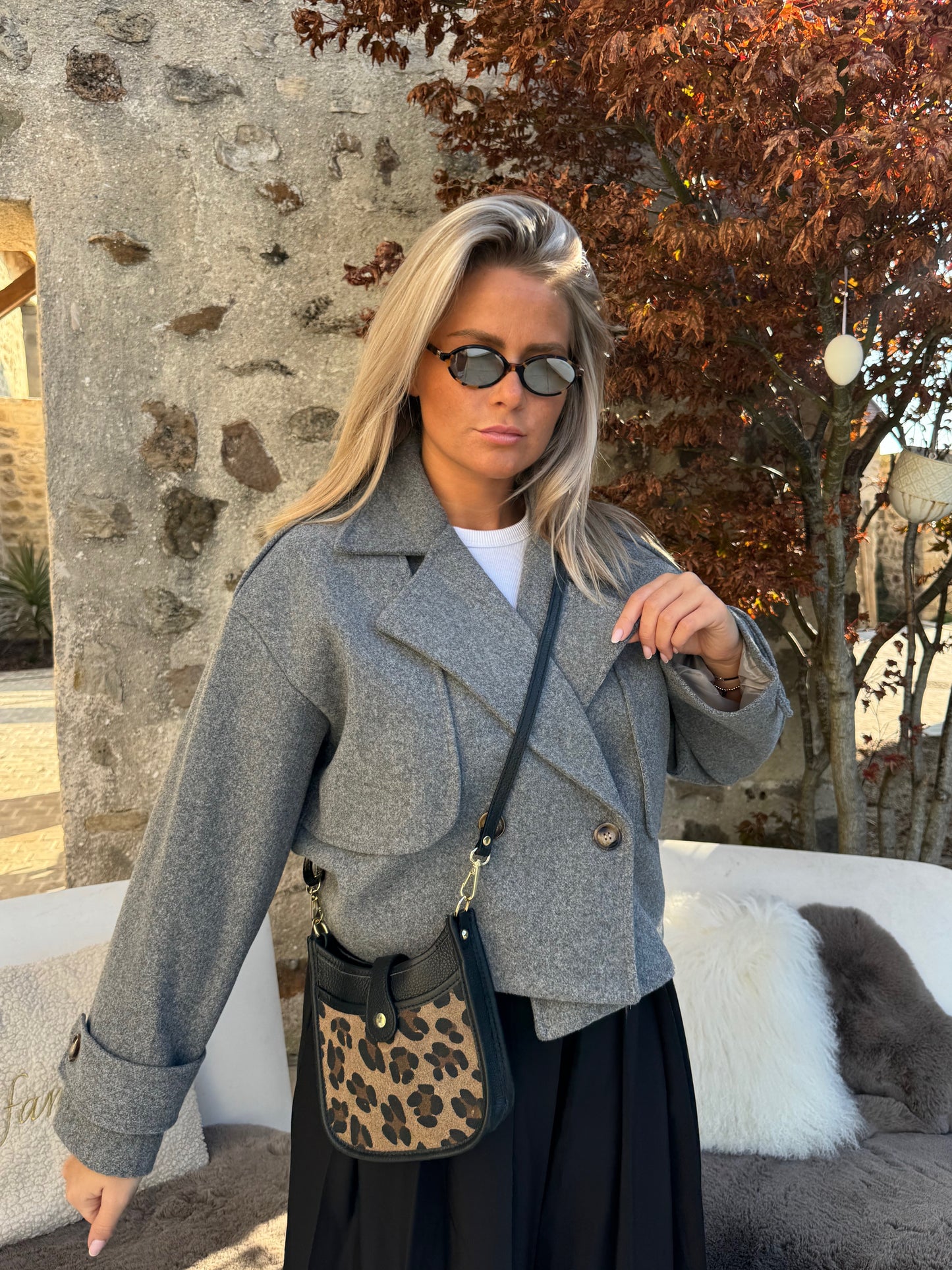 Veste courte grise "Solange"