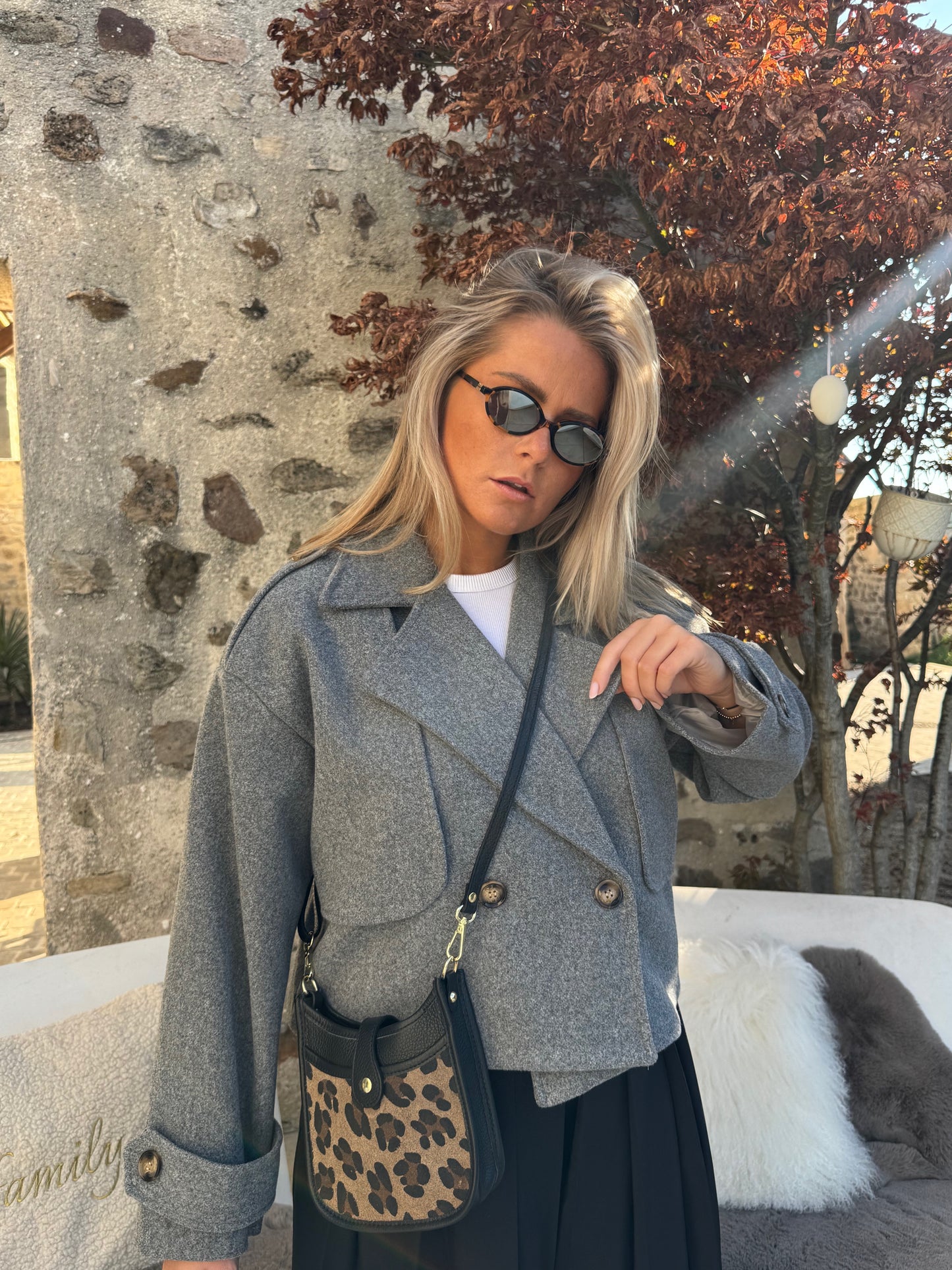 Veste courte grise "Solange"