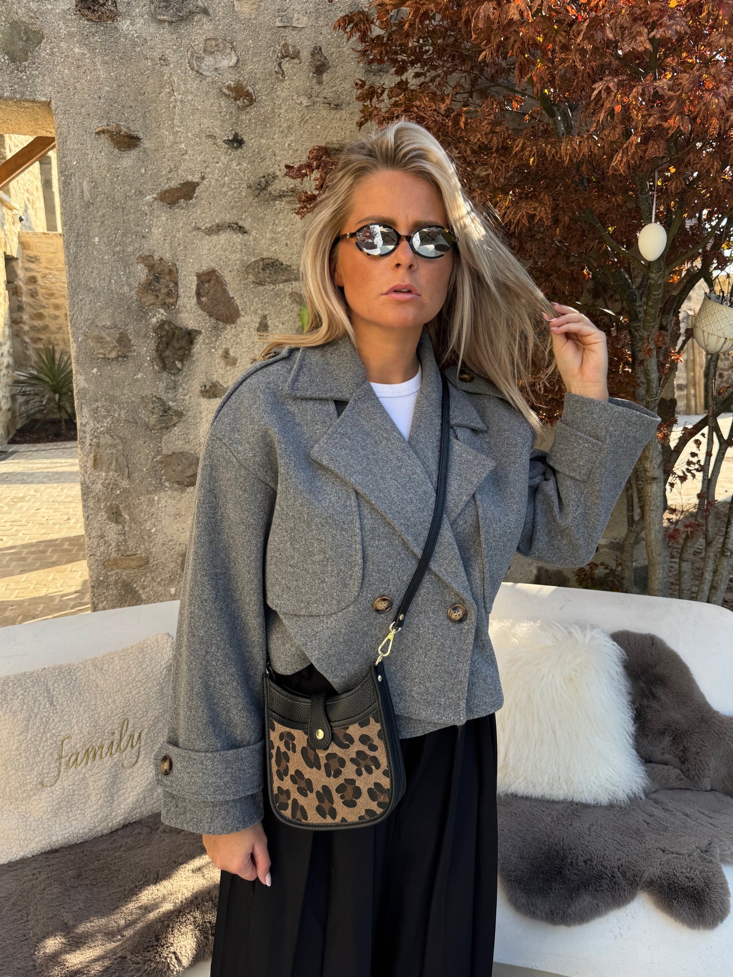 Veste courte grise "Solange"