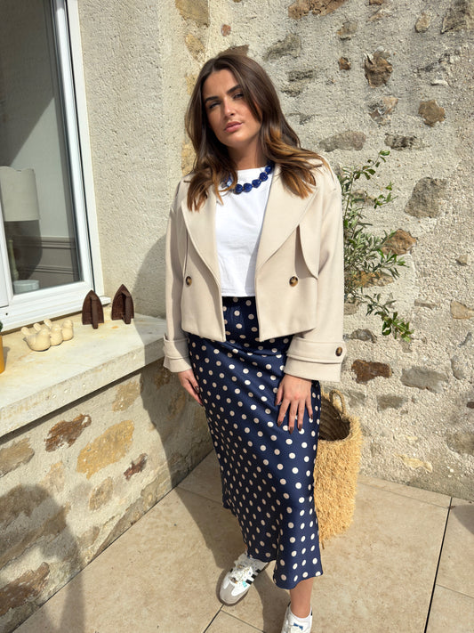 Jupe à pois marine « Clyde »