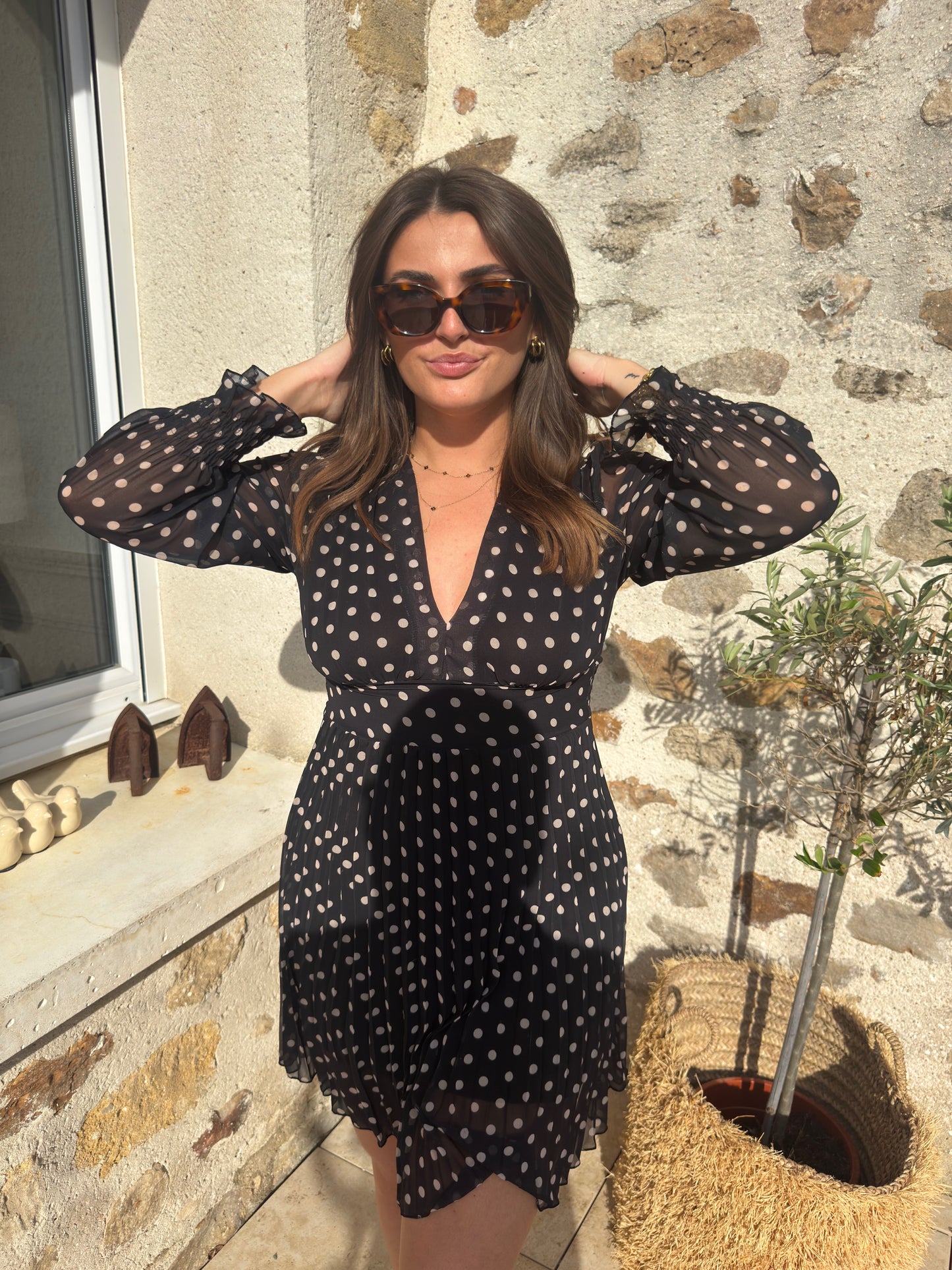 Robe à pois  « Diane » noir