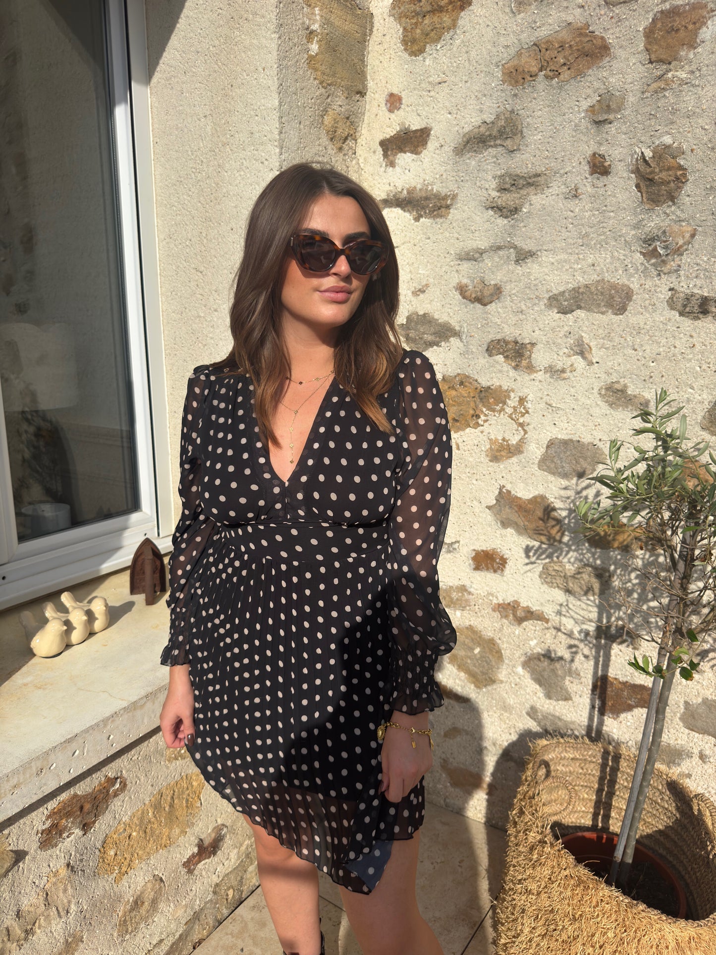 Robe à pois  « Diane » noir