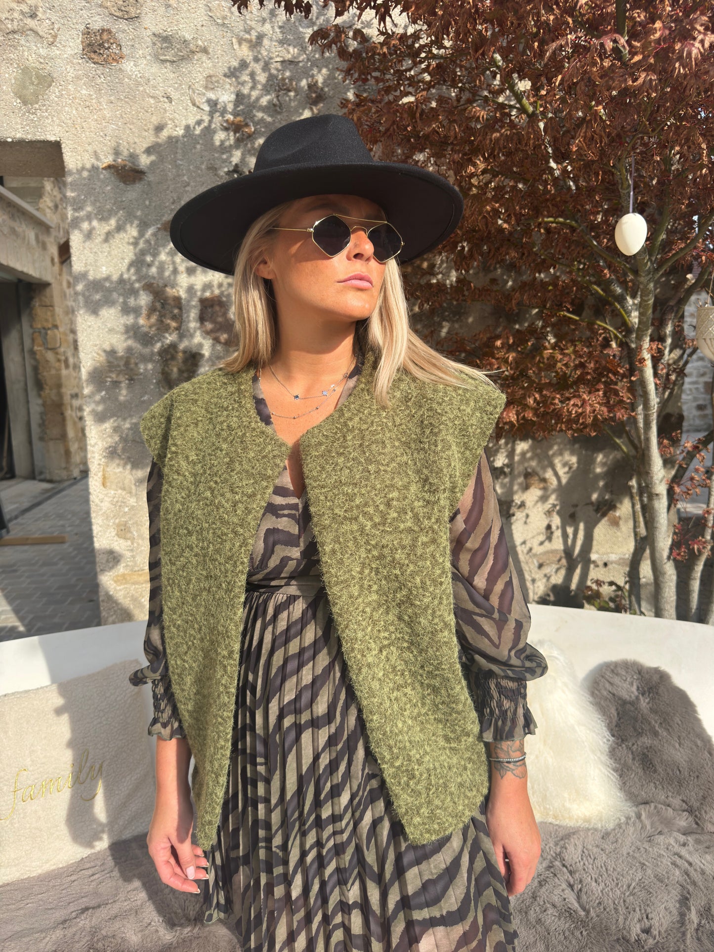 Robe zébré kaki « Diane »