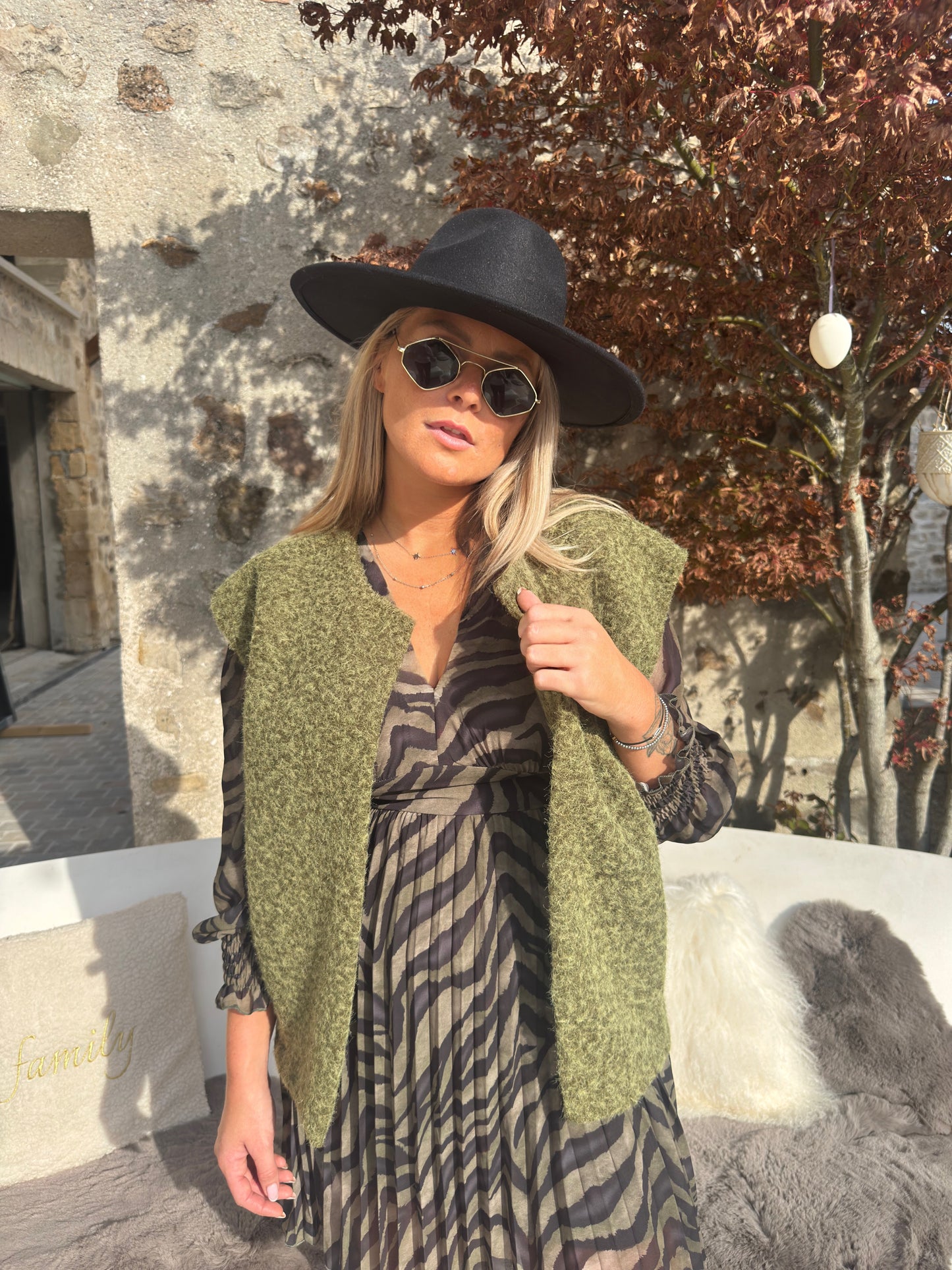 Robe zébré kaki « Diane »