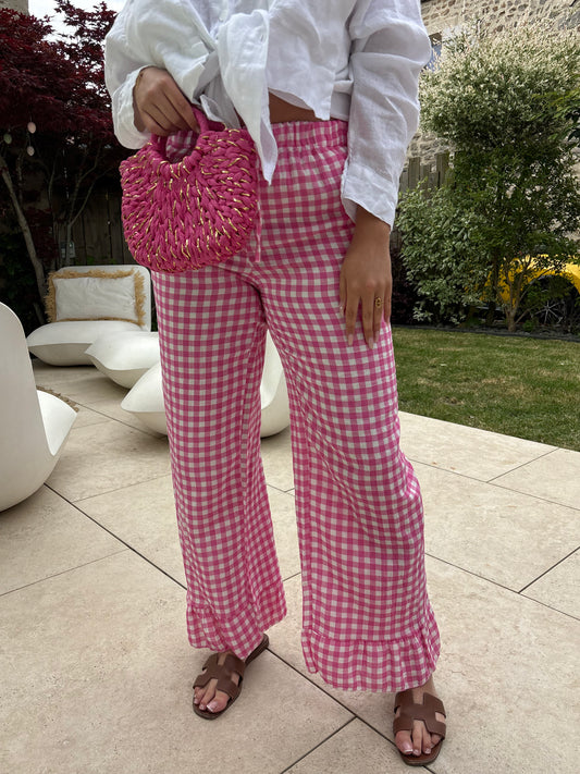 Pantalon Le Vichy rose