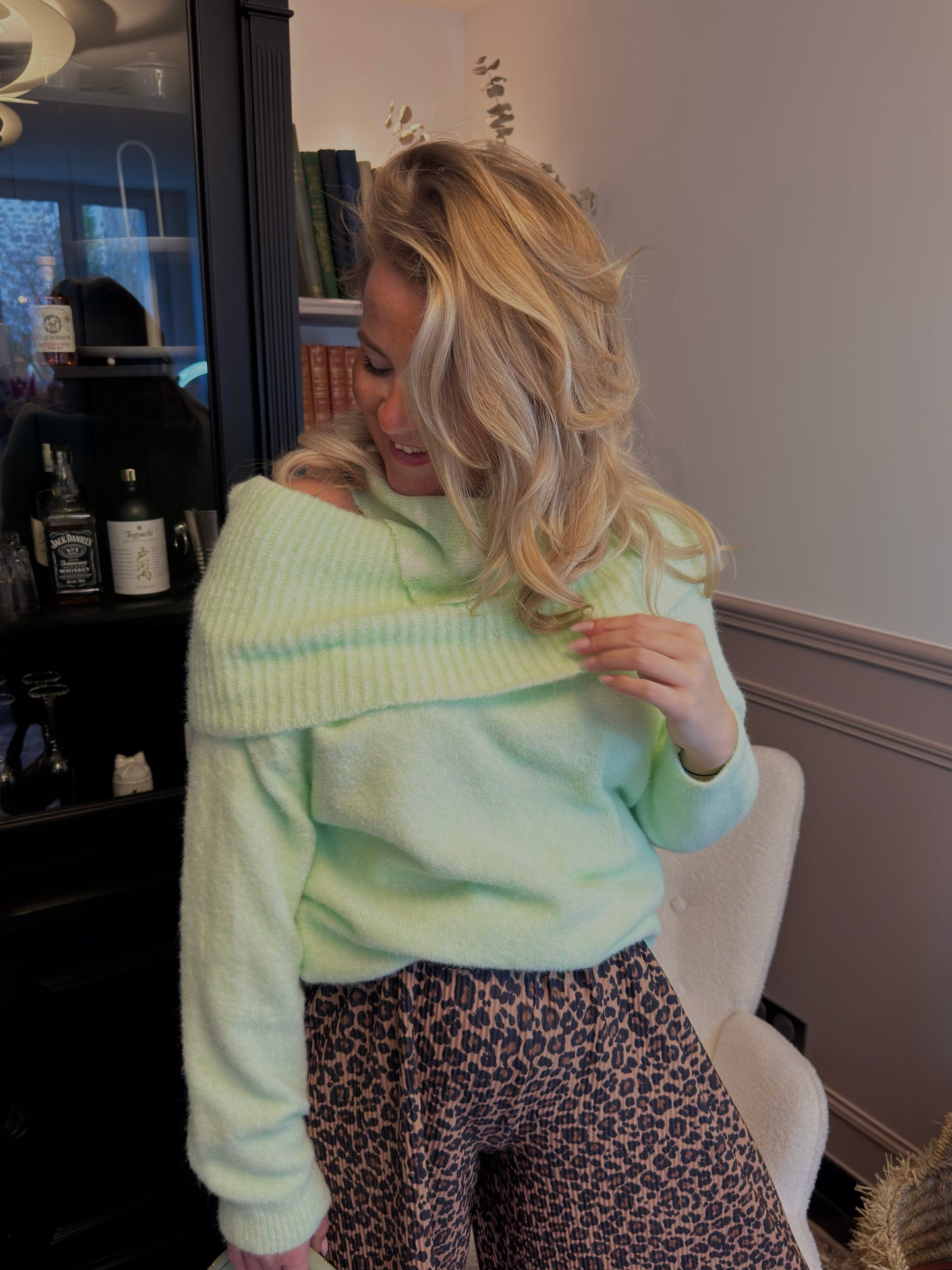 Pull Bardot - Vert